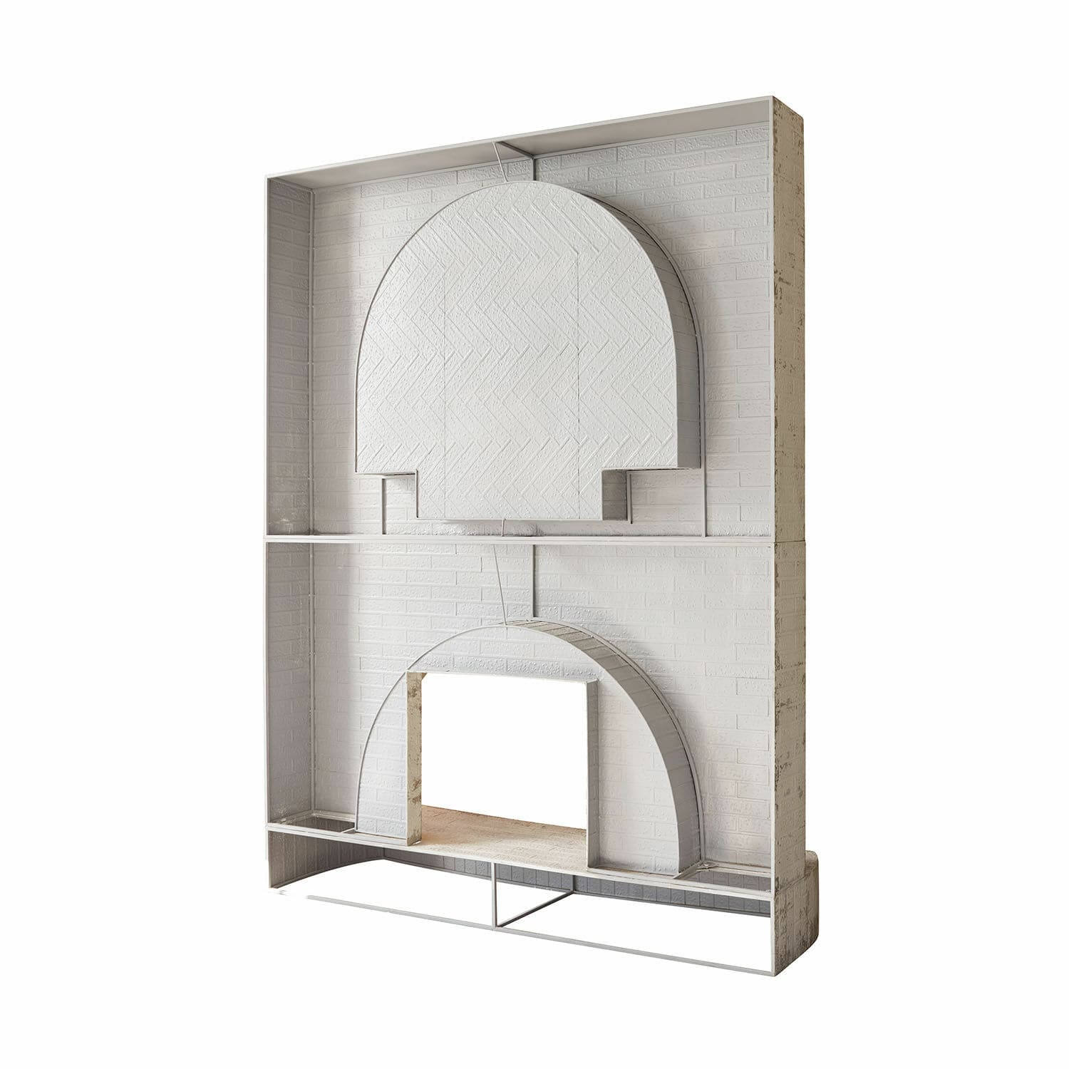 Weiße dekorative Metallwandregal mit Ziegelmuster, modernes Design für Wohnzimmer