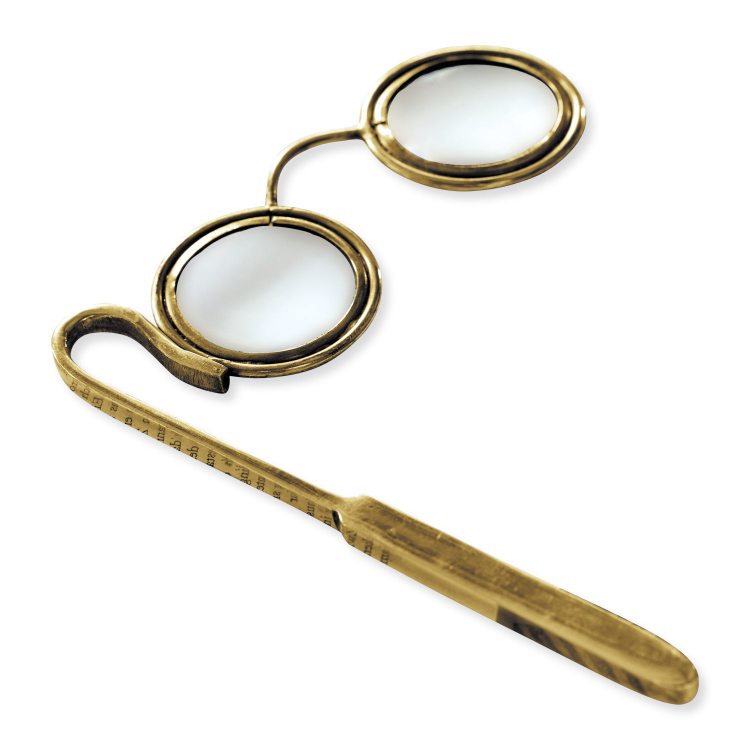 Lupe Robert Goldene Lesebrille mit zwei runden Gläsern und gebogenem Metallbügel