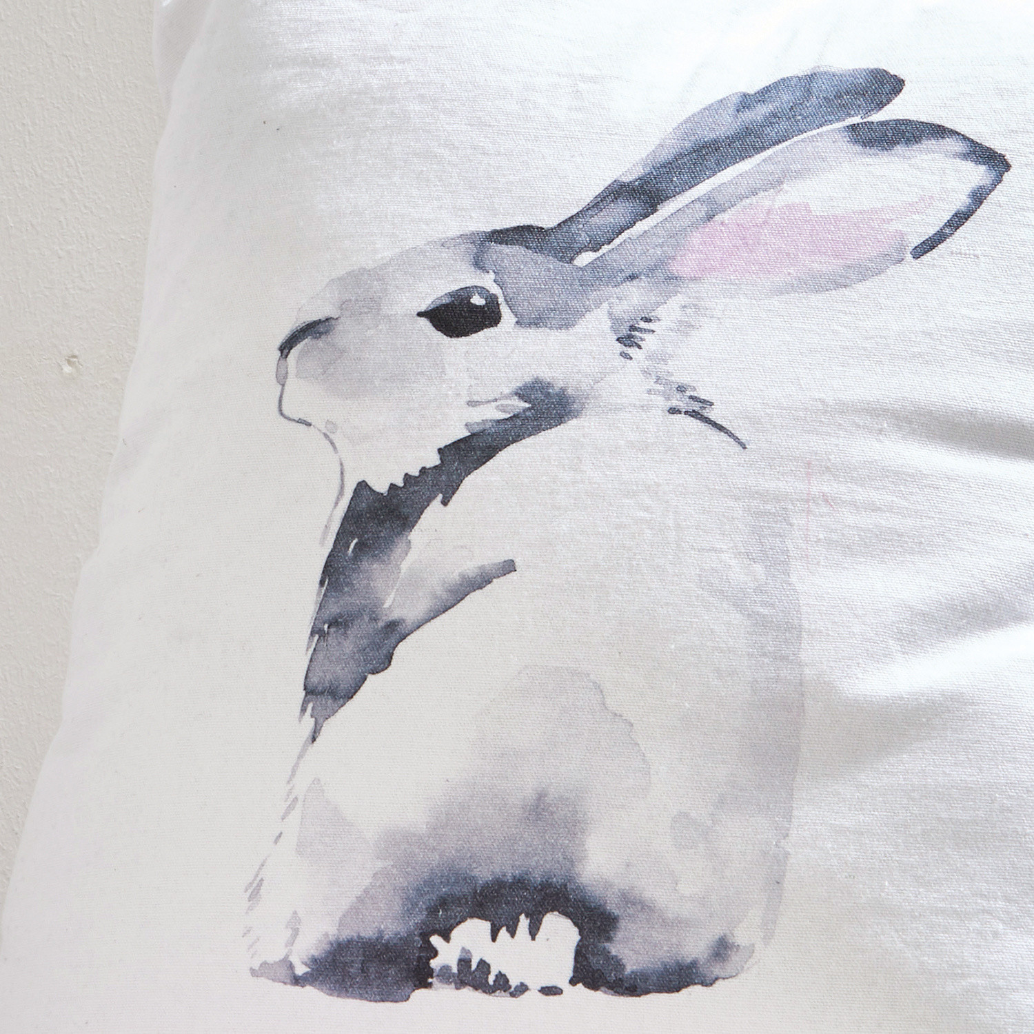 Baumwollkissen mit grauem Hasenmotiv, natürliche Wohnraumdekoration