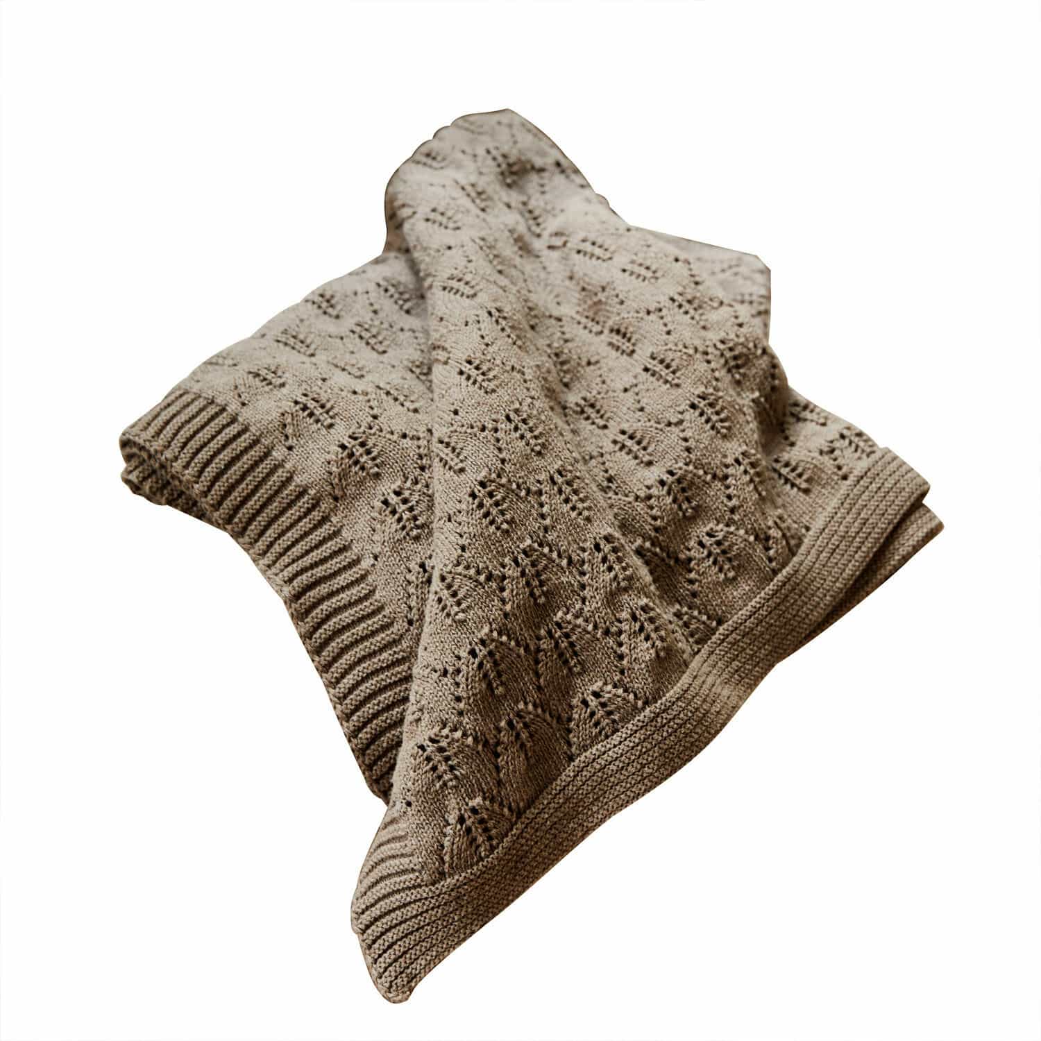 Babydecke Ernival Beige gestrickte Baumwolldecke mit feinem Muster, ideal für kühle Abende und Wohnraumdekoration