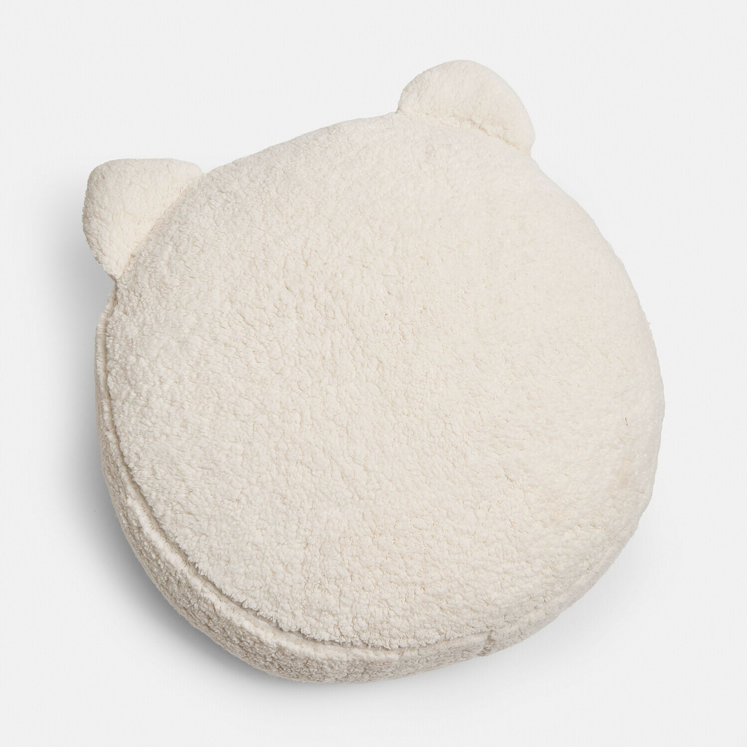 Katzenmatratze Fluffano Rundes Kissen aus weichem cremefarbenem Material mit Ohren, dekorativ und bequem für Zuhause