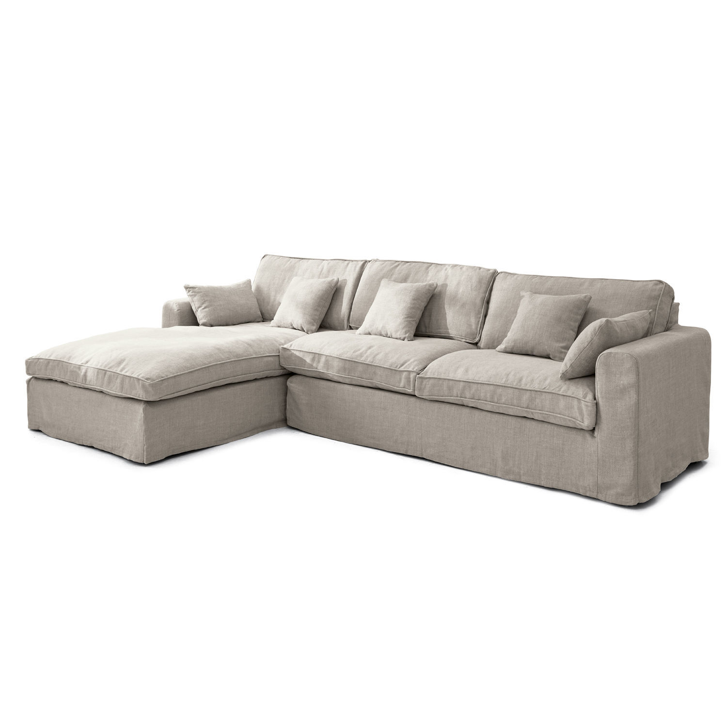 grau Graues Ecksofa Seaford aus Stoff, bequem und stilvoll für Wohnzimmer