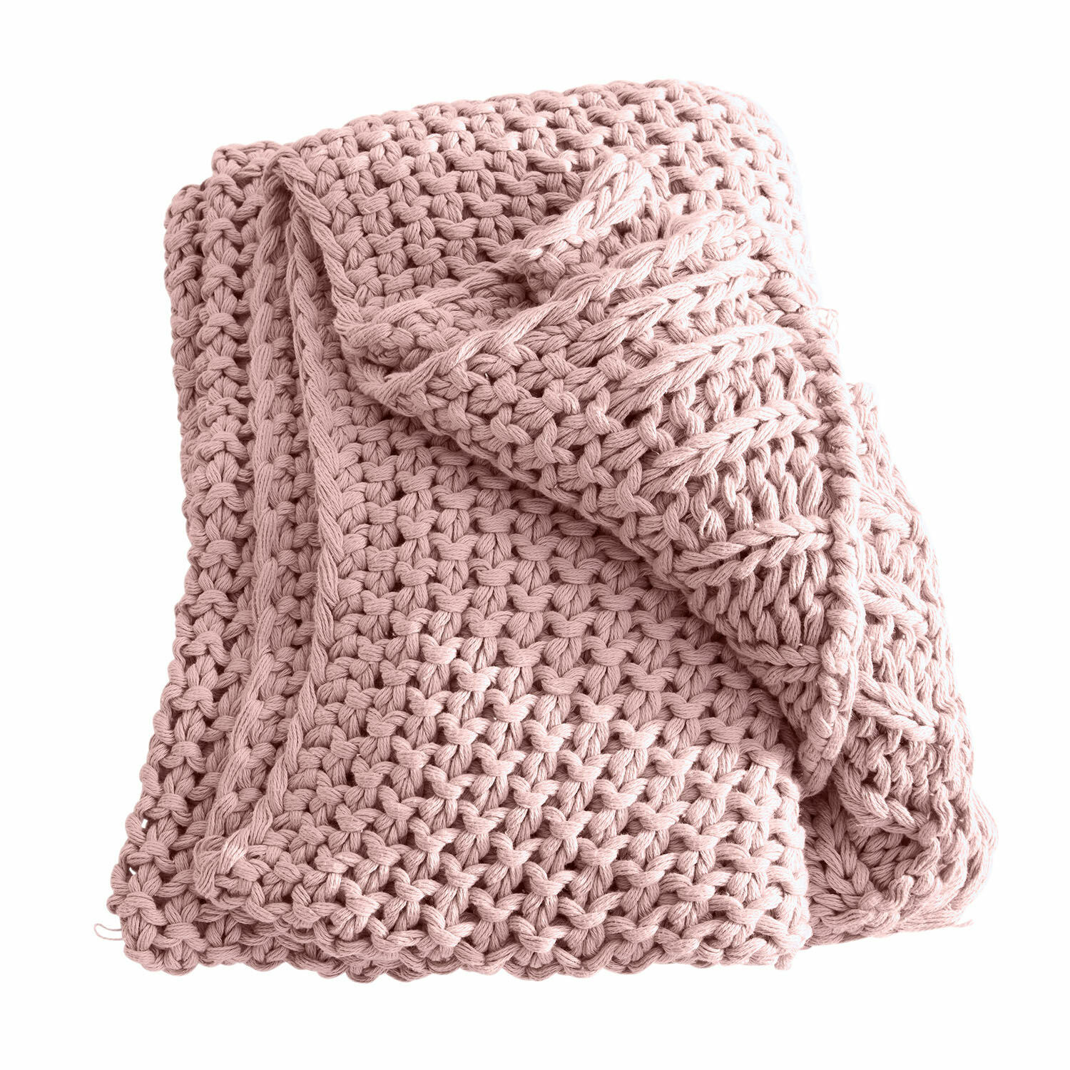 Plaid Plixoren Handgefertigte rosa Decke aus dickem Baumwollgarn, weich und dekorativ fürs Wohnzimmer