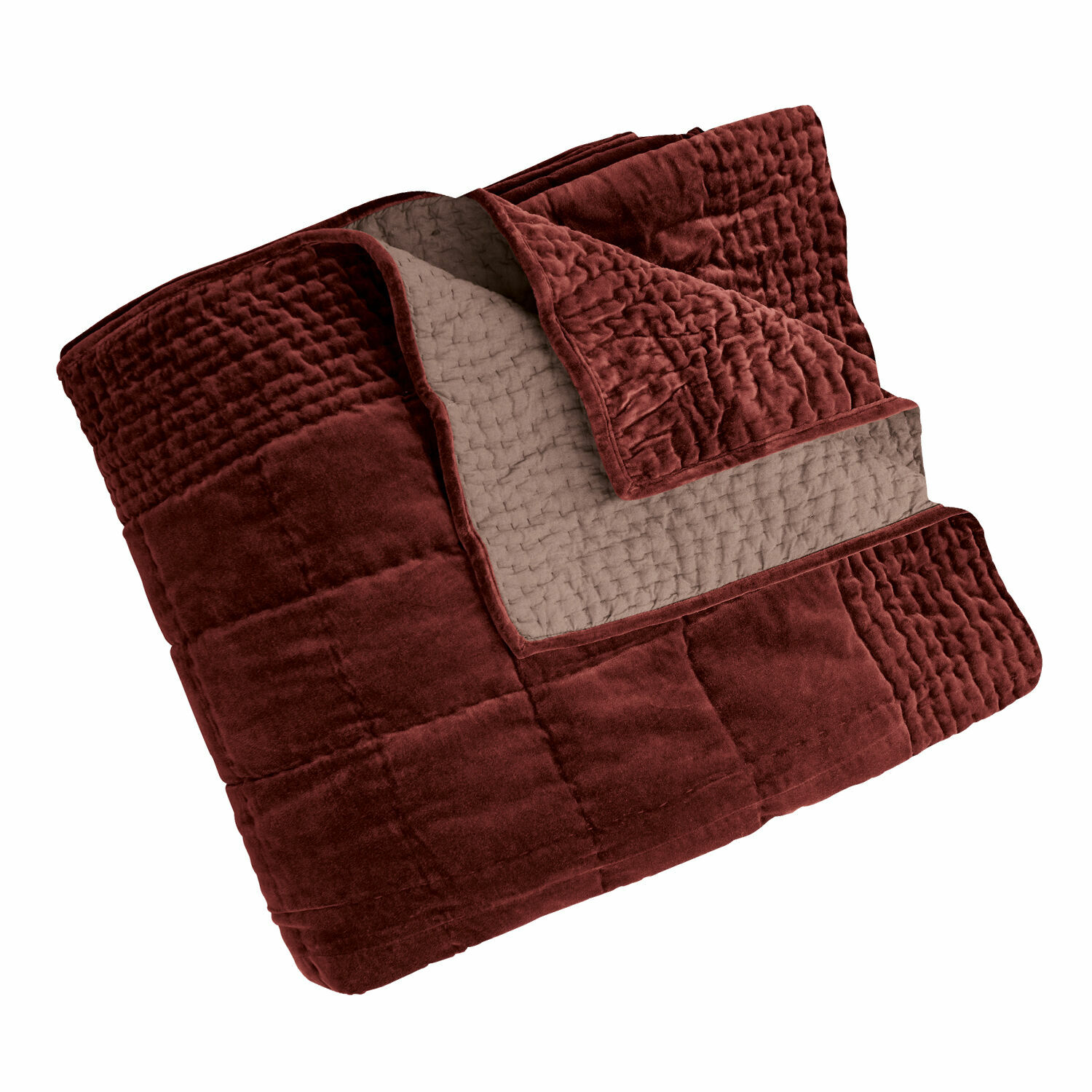Quilt Arasta Wendbare Steppdecke in Bordeaux und Beige aus weichem Material für gemütliches Wohnen