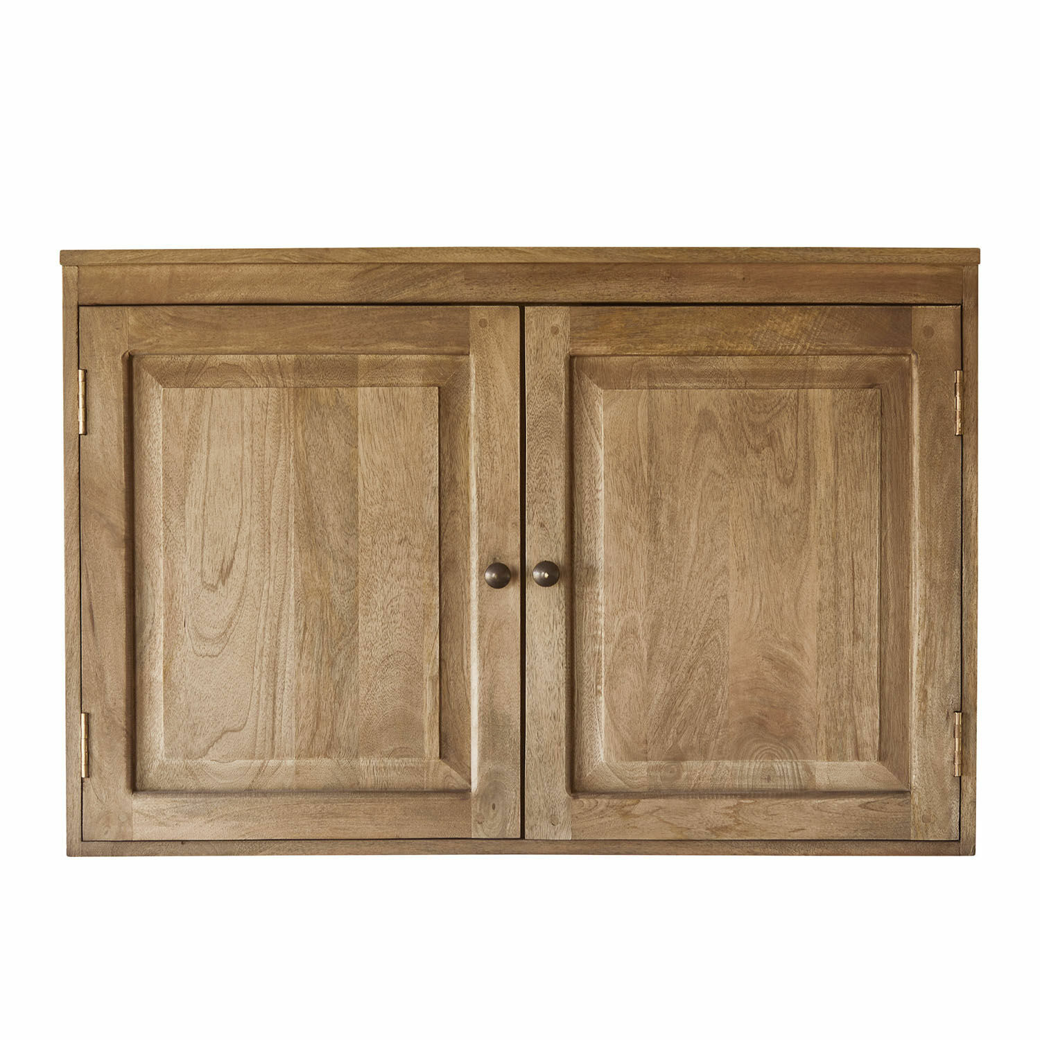 Wandhängeschrank aus Holz mit zwei Türen in natürlicher Holzfarbe für Stauraum