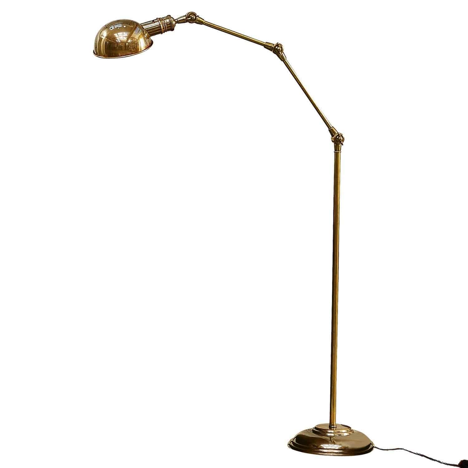 Stehlampe Tulsa Verstellbare Stehlampe aus goldenem Messing für stilvolle Innenbeleuchtung