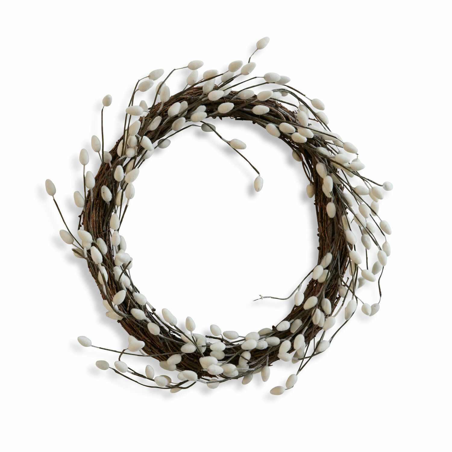 Kranz Prapante Dekorativer Kranz aus Zweigen mit weißen Knospen, Naturmaterial, Frühlingsdeko für die Wand