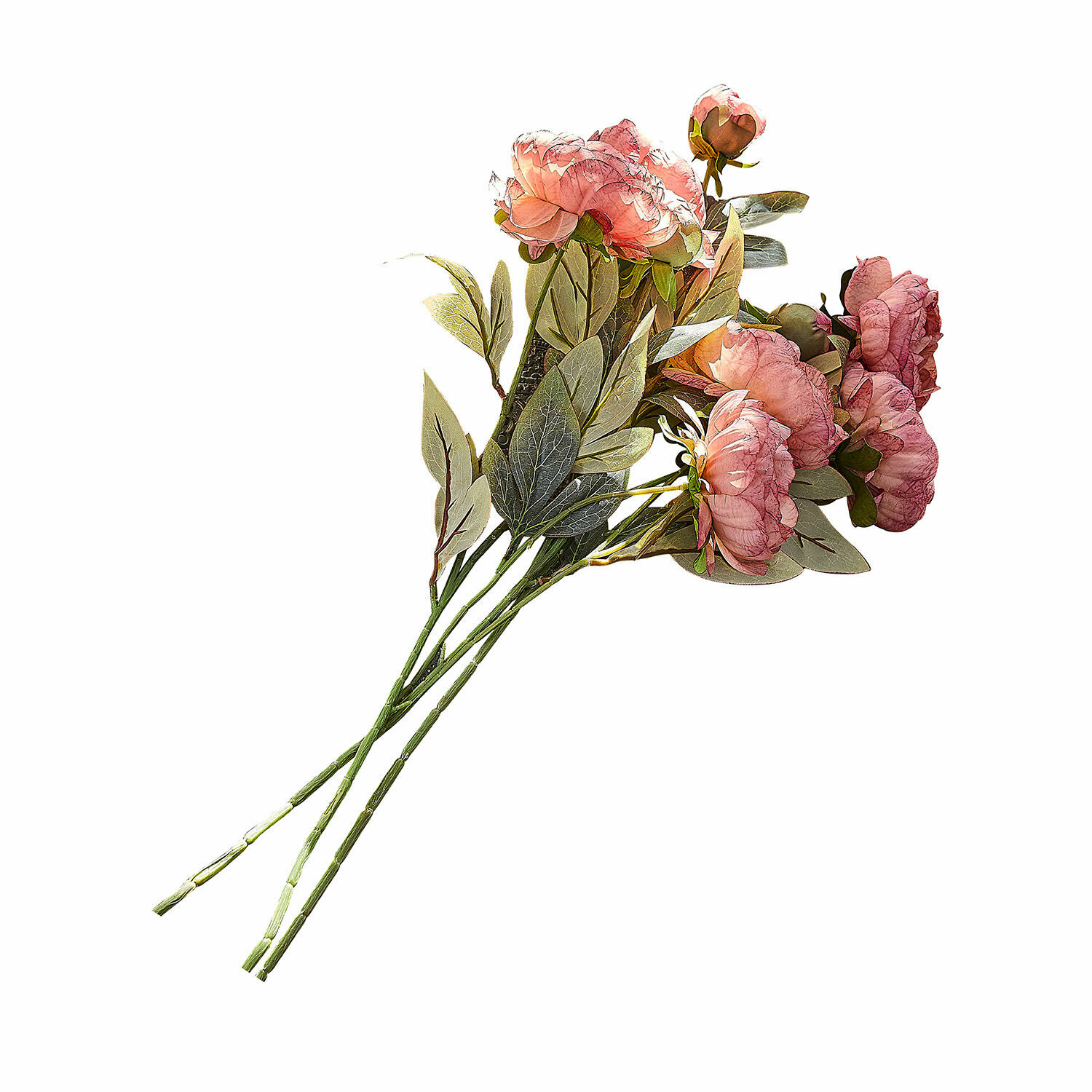 Deko-Blume 3er Set Gilgandra Strauß aus rosa künstlichen Blumen mit grünen Blättern zur Wohnraumdekoration