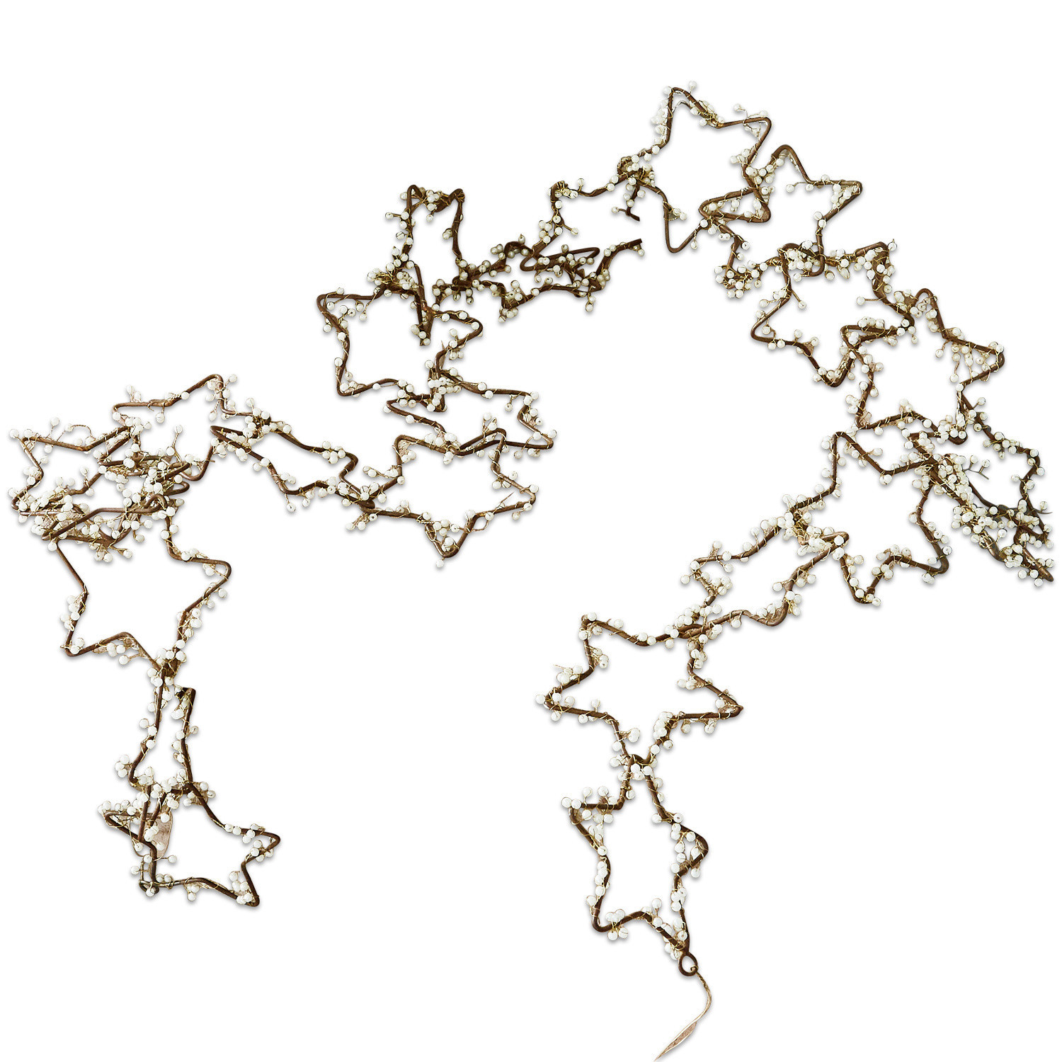 Girlande Ariane Dekorative Girlande aus Metallsternen mit weißen Perlen, kupferfarbene Weihnachtsdekoration