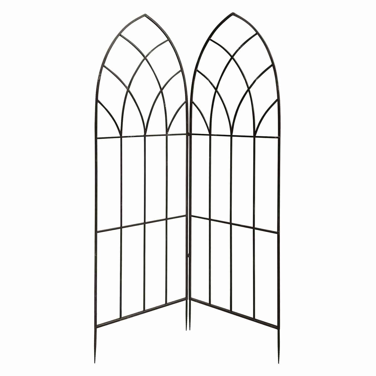 Rankgitter Ophélie Schwarzes Metall-Gartenrankgitter mit zwei Bögen zum Stützen von Kletterpflanzen