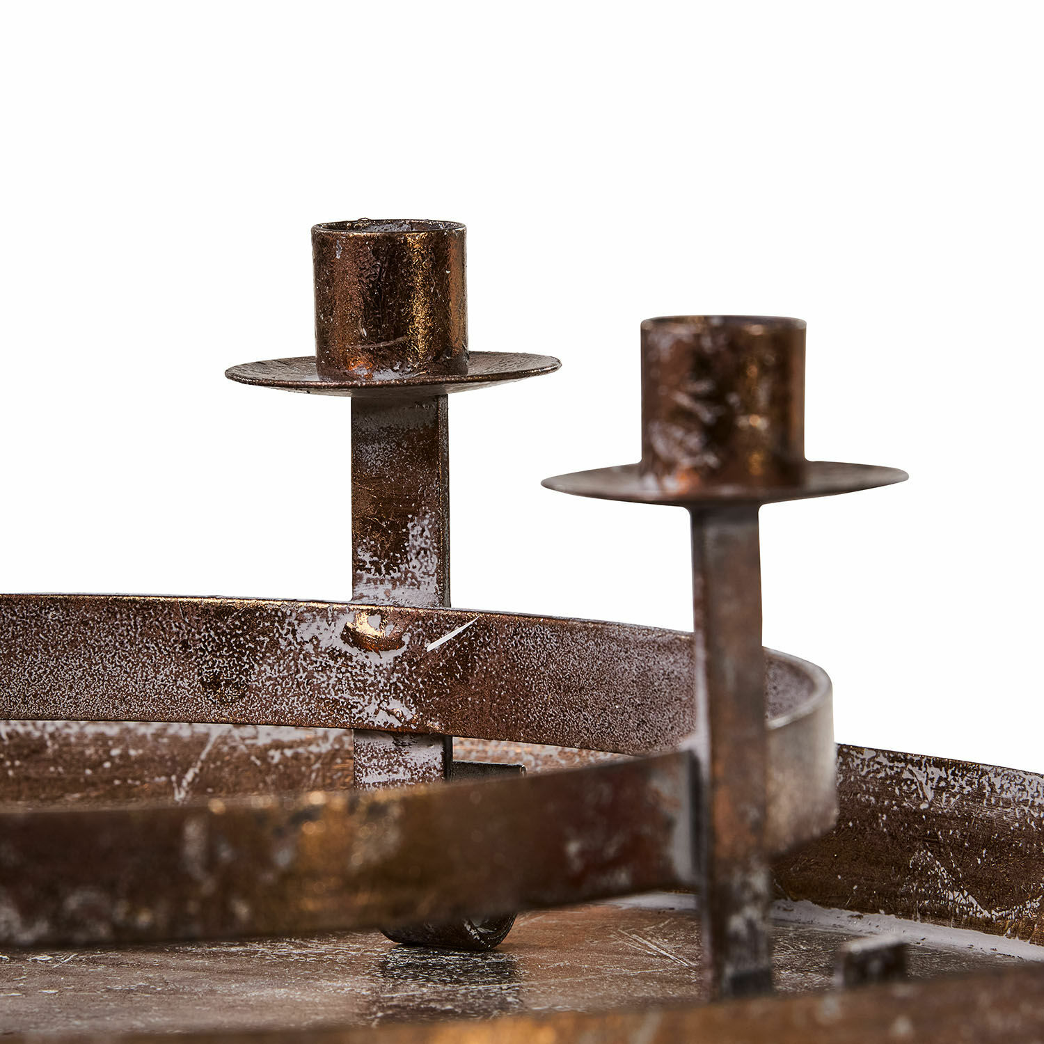 Brauner Metall-Kerzenhalter mit zwei Kerzenhaltern, industrielle Wohnraumdekoration