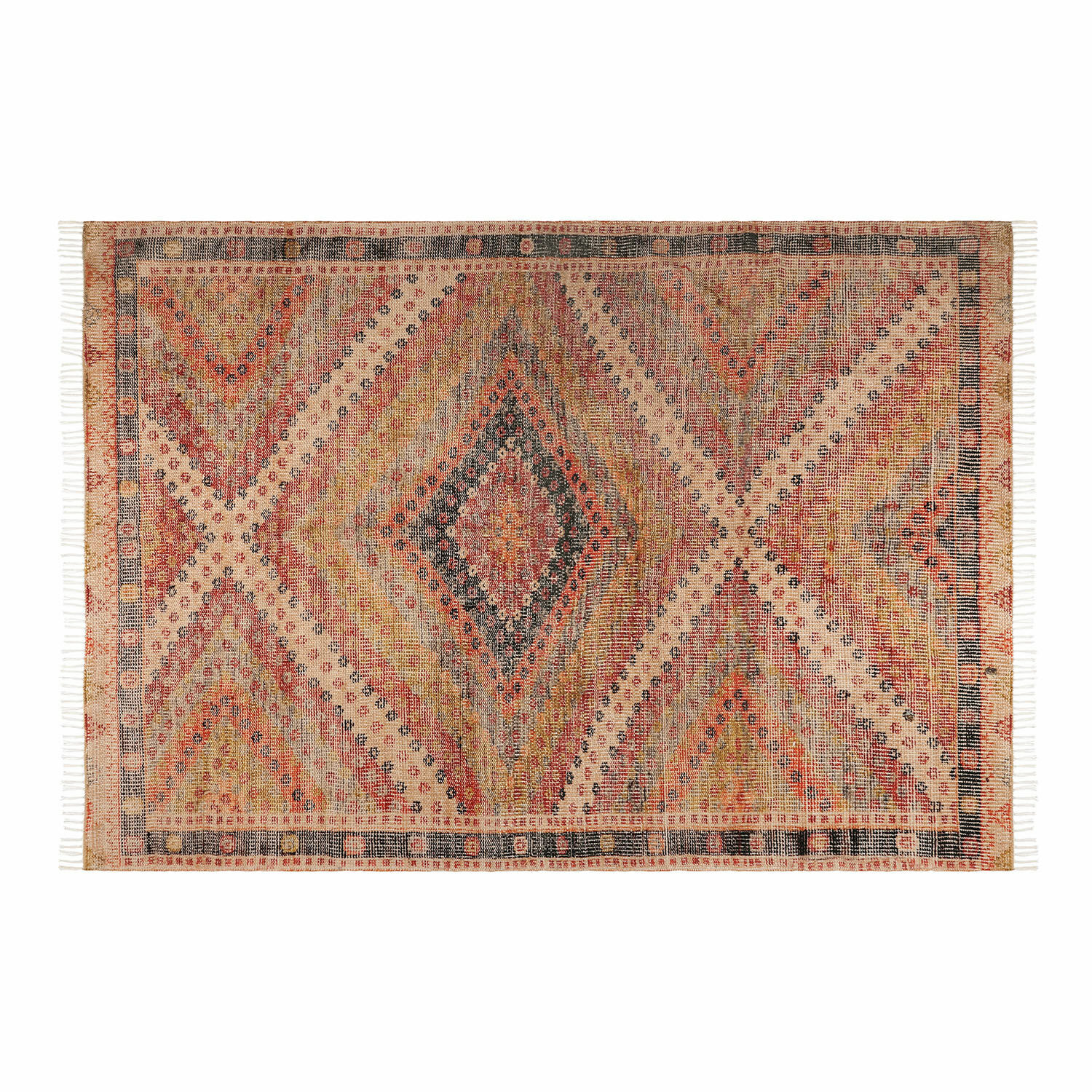 In- & Outdoor-Teppich Mildura Gewebter Teppich mit geometrischem Muster in warmen Beige- und Rottönen, dekorativer Bodenbelag