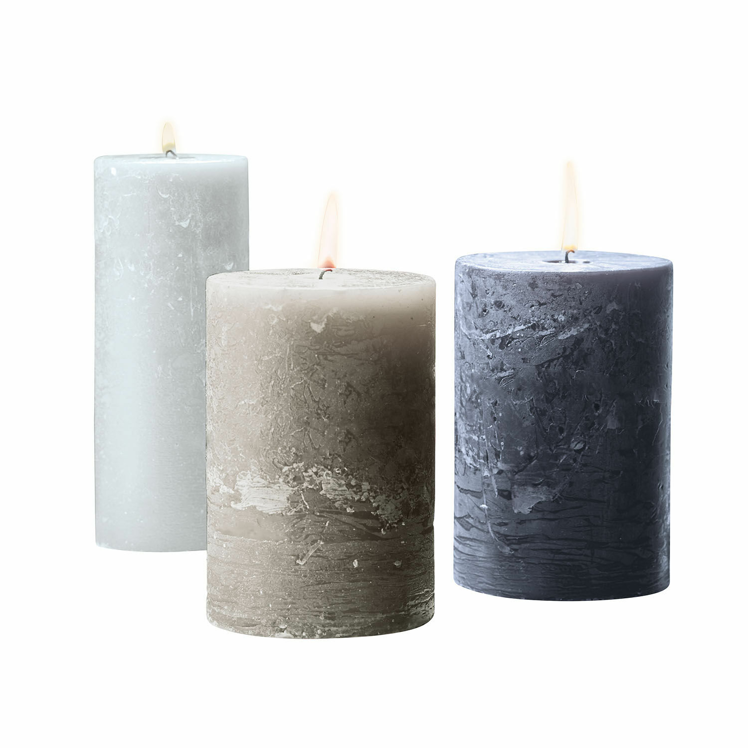 creme/grau/taupe 3er Set Salis Kerzen aus natürlichem Wachs in Creme, Grau und Taupe für stimmungsvolle Dekoration