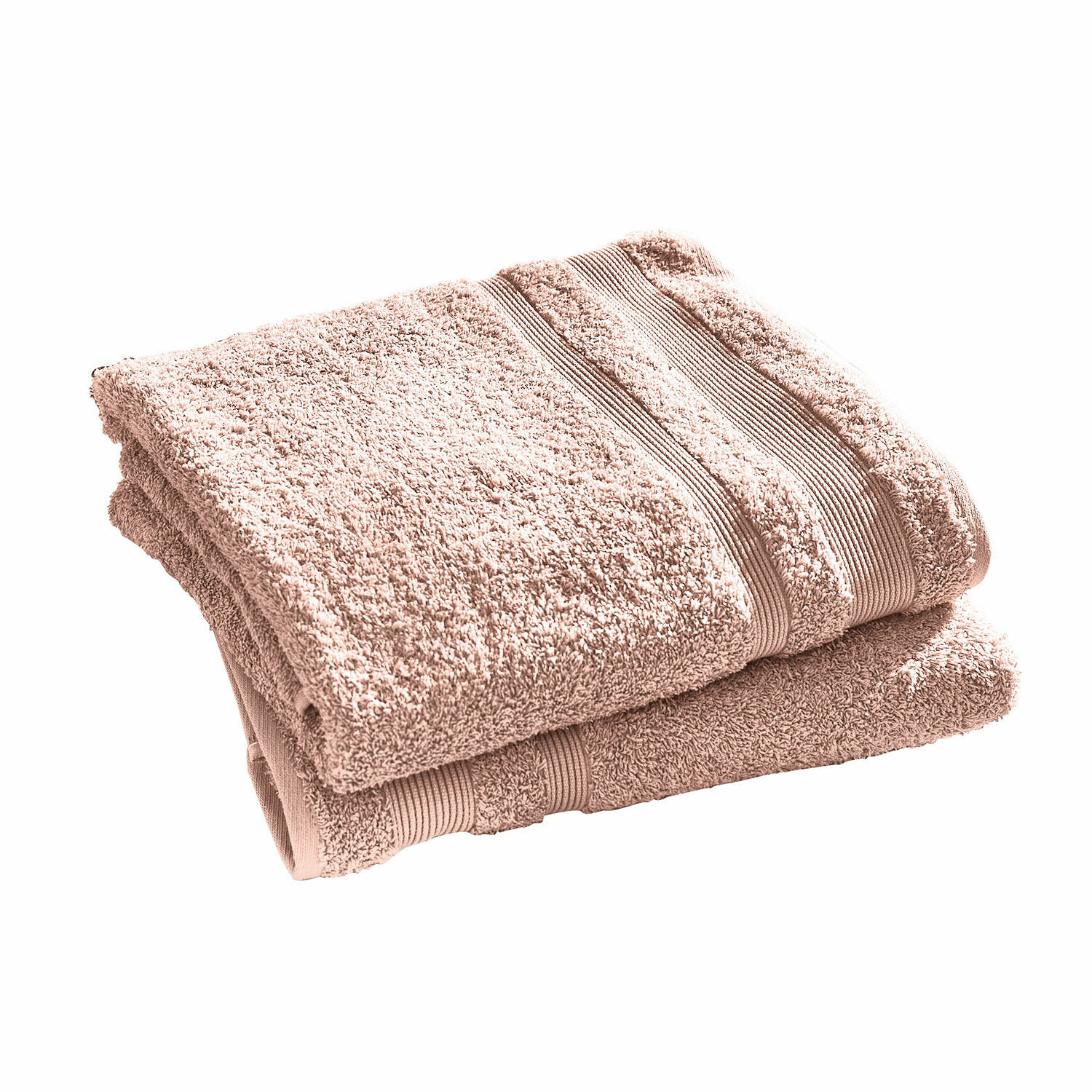 Badetuch 2er Set Bourogne Weiches rosa Baumwollhandtuch mit dekorativen Streifen, ideal für Badezimmer und den täglichen Gebrauch