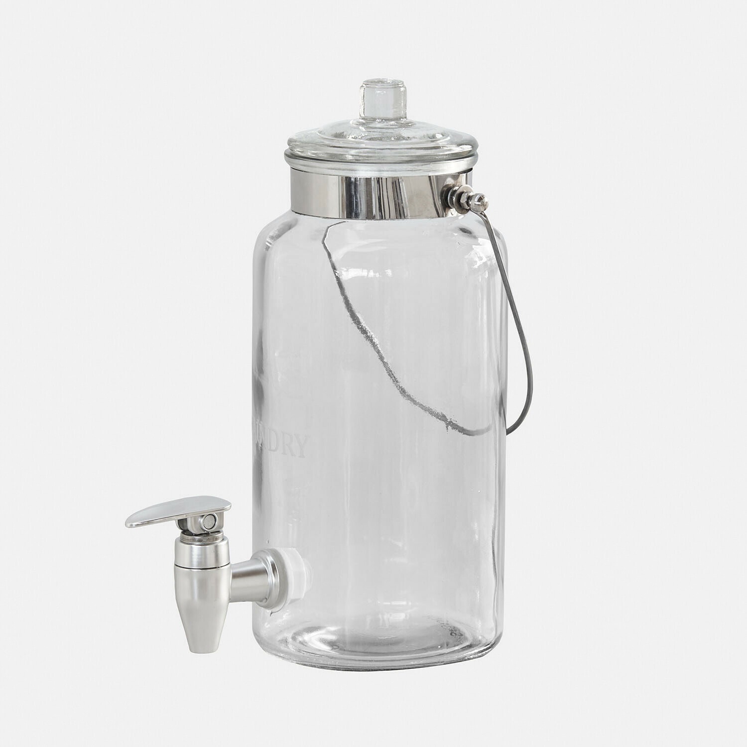 Dosierspender Pivola Glasbehälter mit Metalldeckel und Zapfhahn, transparenter Getränkespender mit Griff