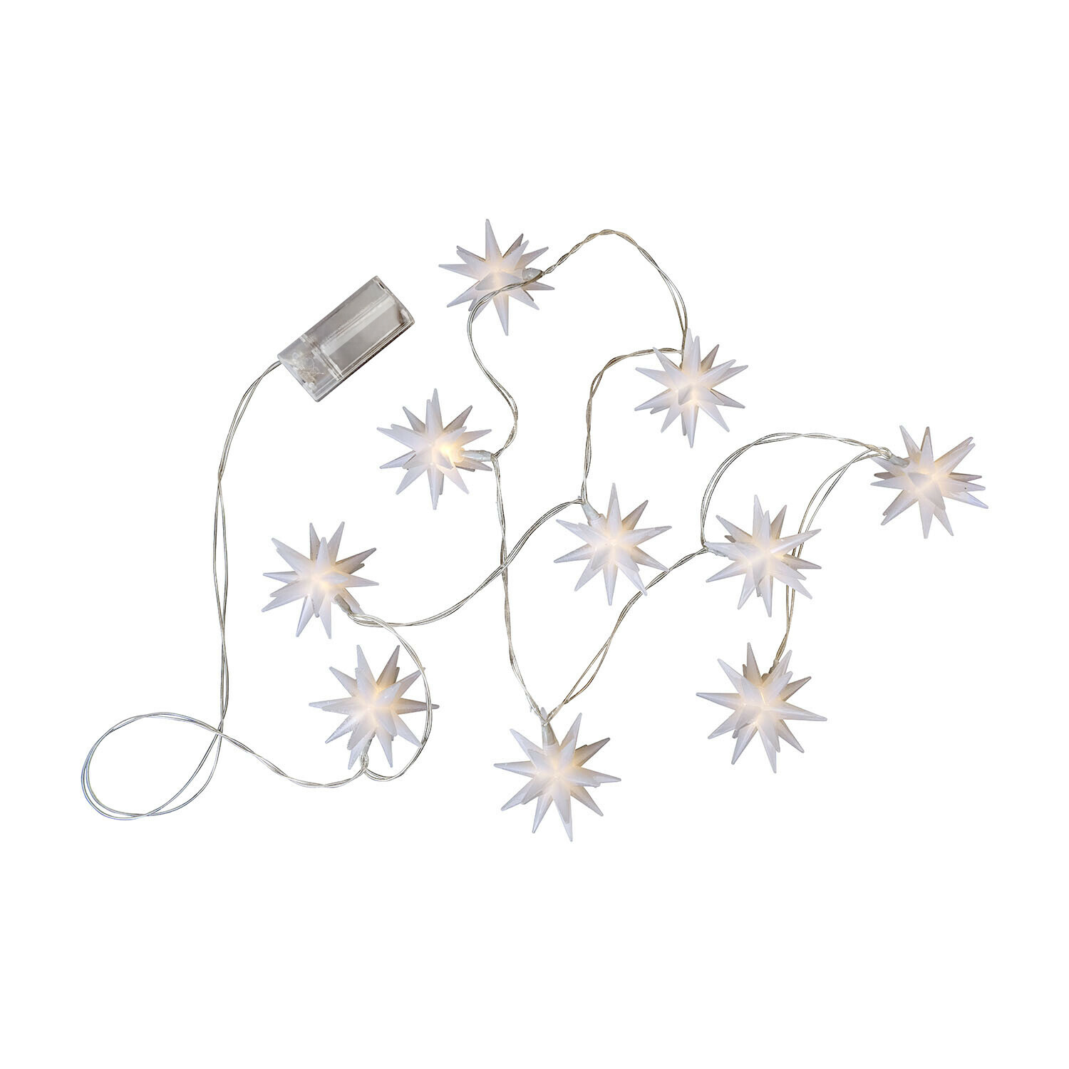 Lichterkette Valerino LED-Lichterkette mit weißen Sternen und transparentem Kabel für Weihnachtsdekoration