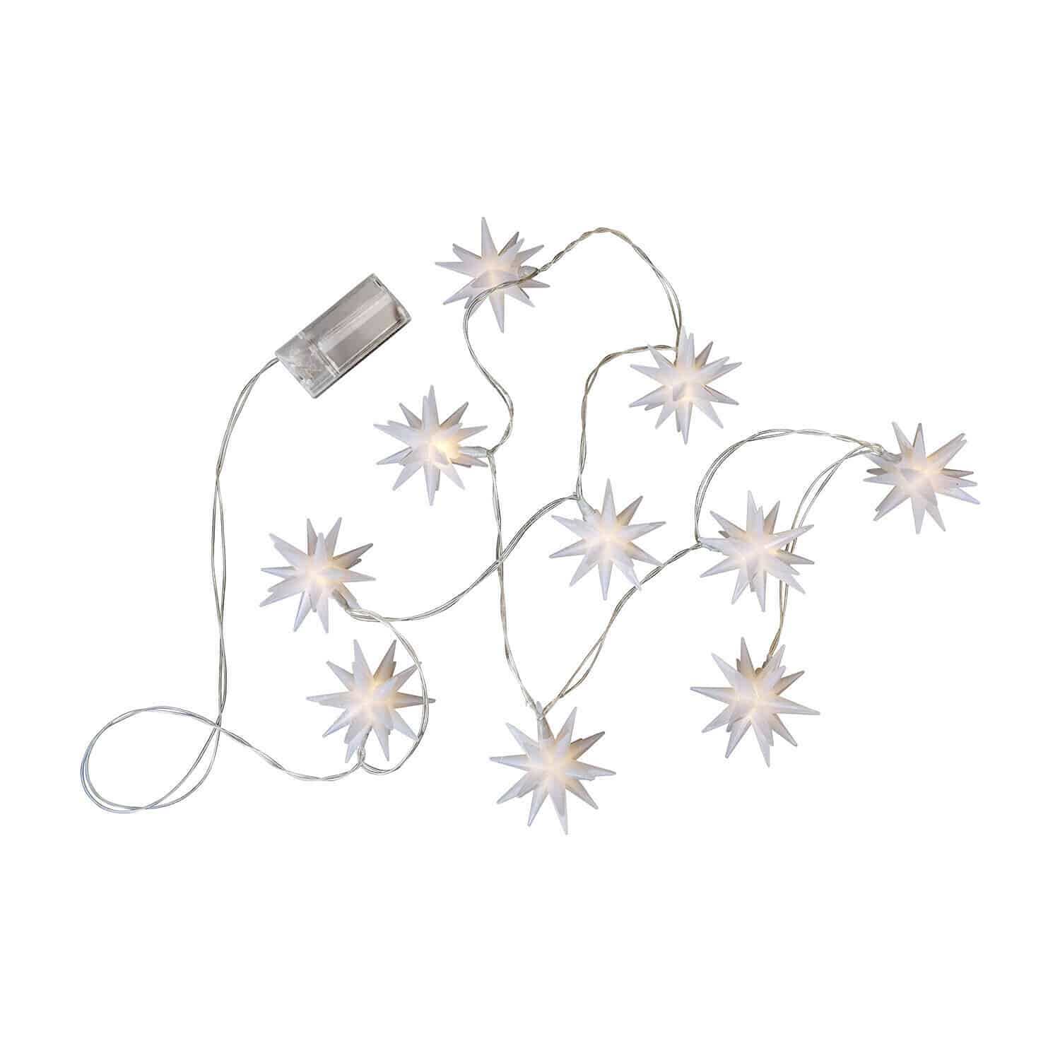 Lichterkette Valerino LED-Lichterkette mit weißen Sternen und transparentem Kabel für Weihnachtsdekoration