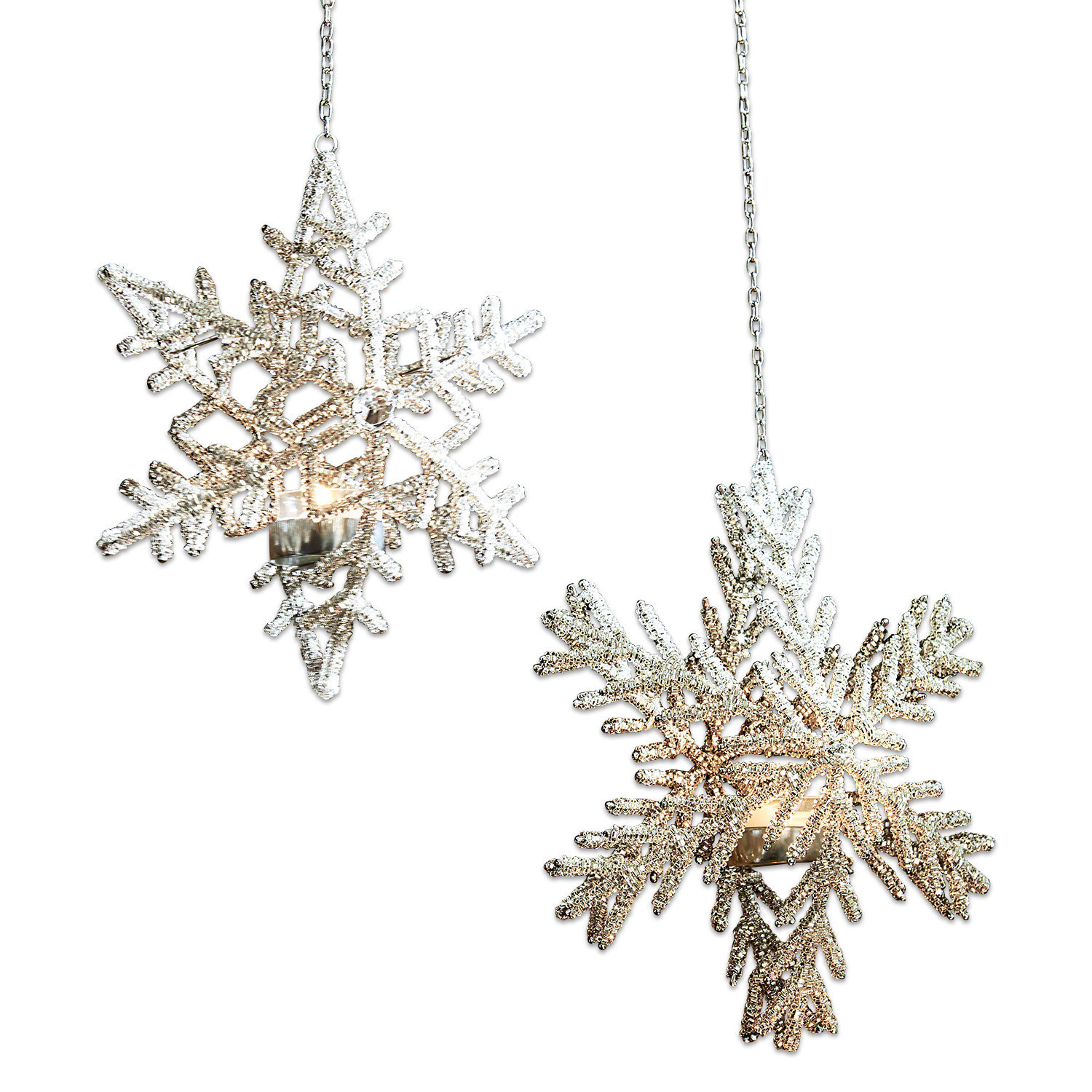 Teelichthalter 2er Set Snow