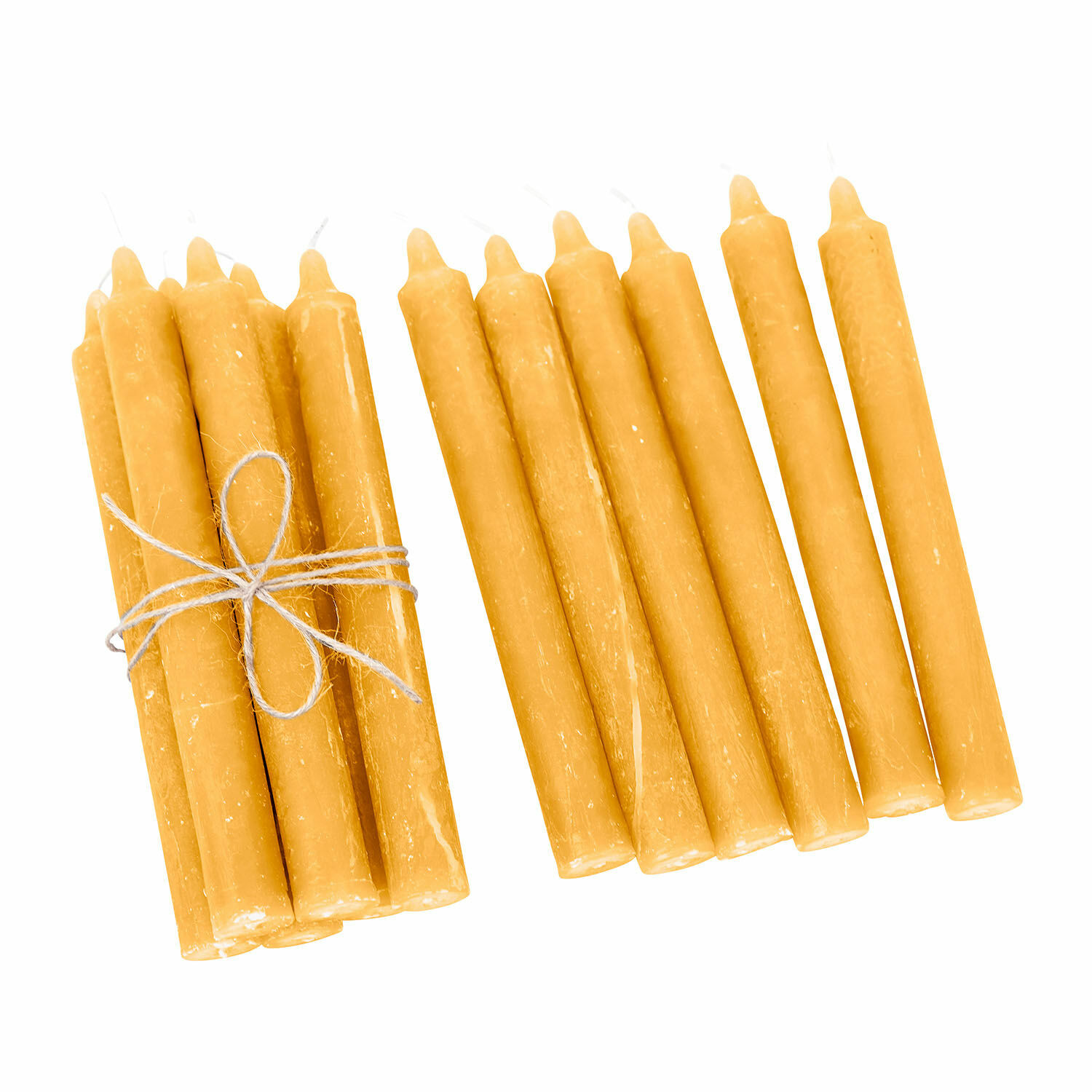 gelb 12er Set gelbe Bauceau Kerzen aus Wachs, dekorative Tischkerzen für Zuhause und Ambiente