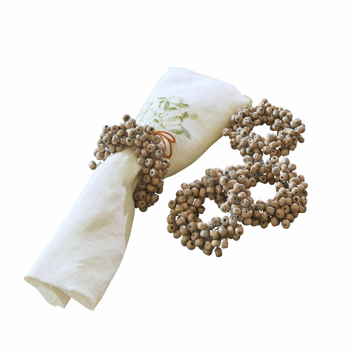 Serviettenring 4er Set Costavio Natürliche beige Serviettenringe aus Holz, rustikale Tischdekoration für besondere Anlässe