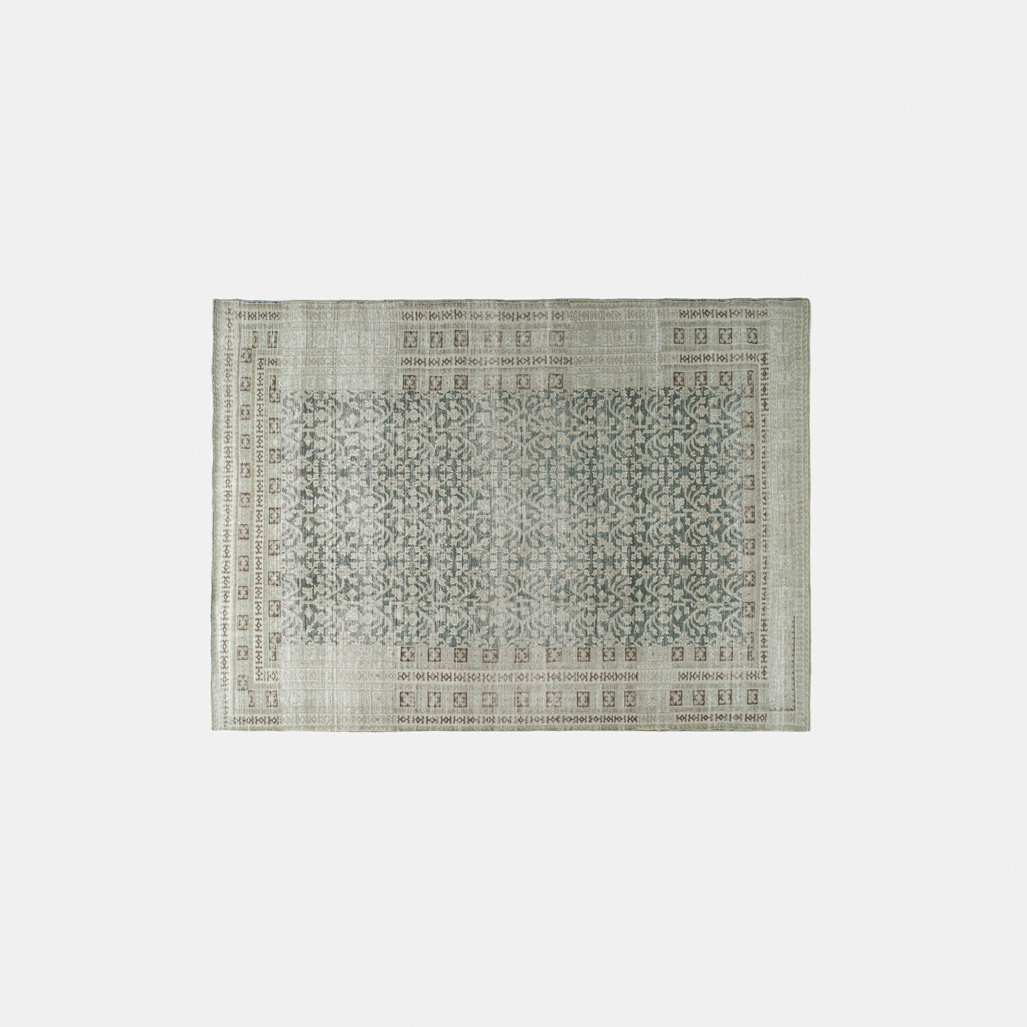 Teppich Nadimah Vintage Teppich in Grau und Beige mit Ornamentmuster, stilvolle Bodendekoration fürs Wohnzimmer