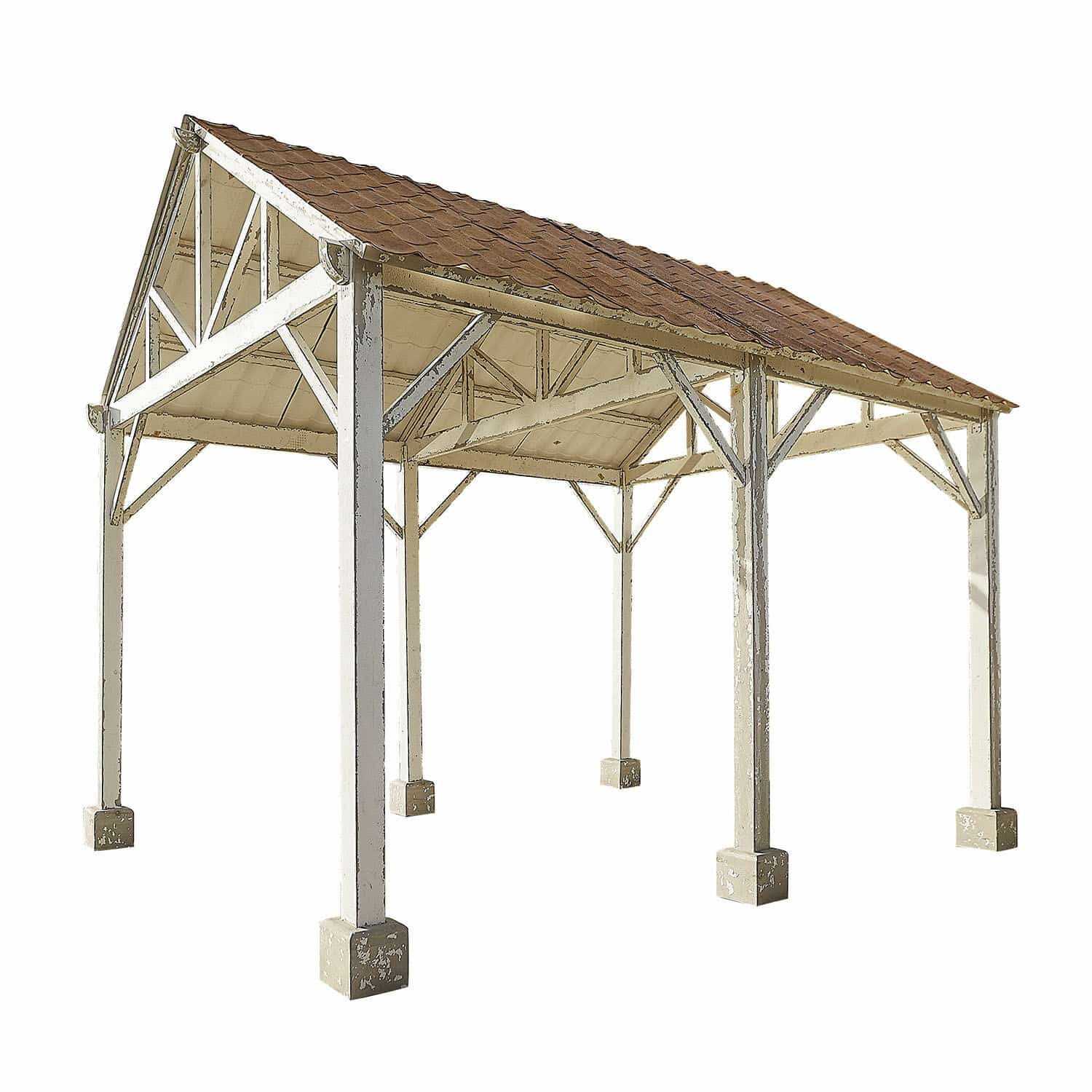 Weiße Holzaltsche mit braunem Dach, ideal für Garten und Außenbereich