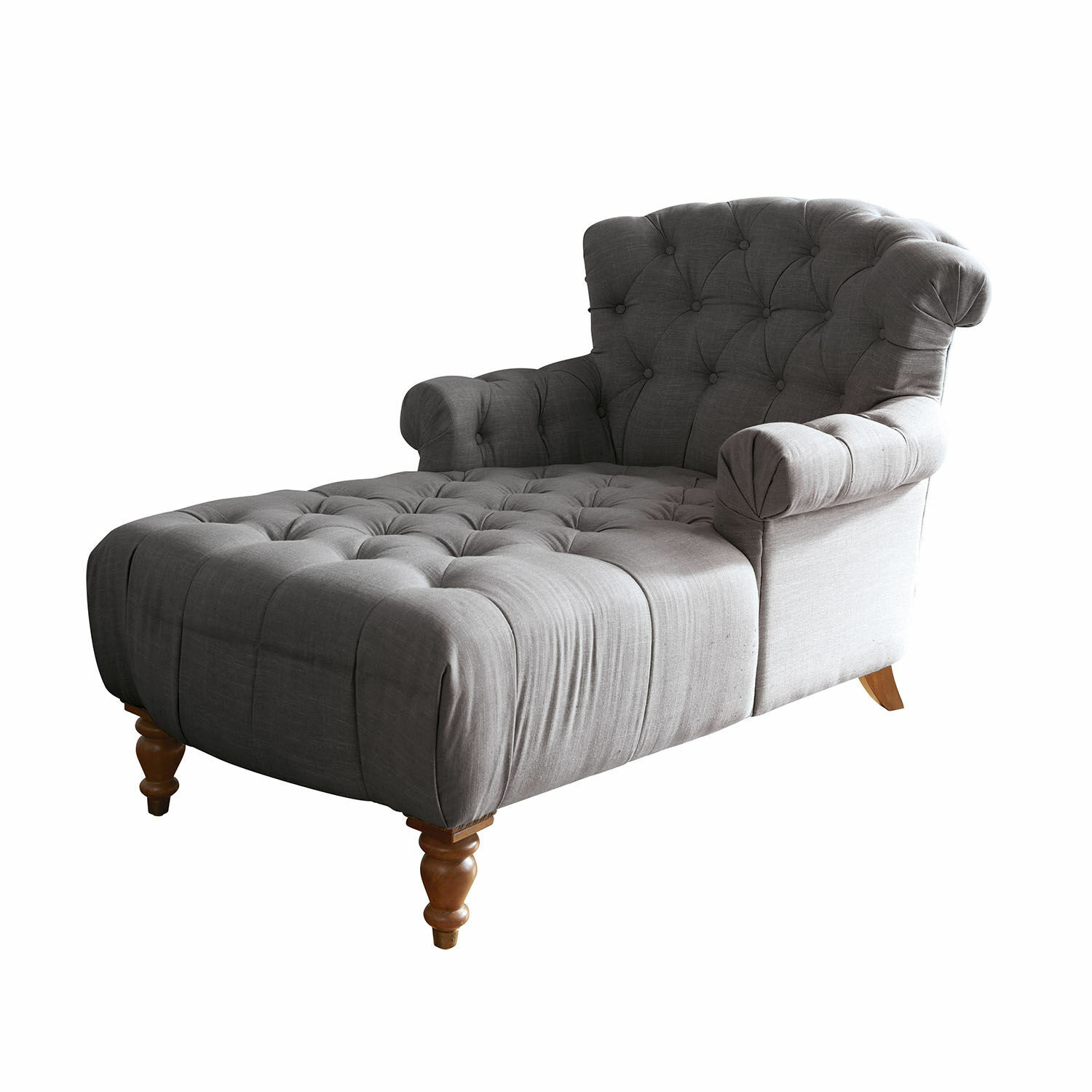 anthrazit/braun Grau gepolsterte Chaiselongue Springfield Village mit Holzbeinen für gemütliches Wohnzimmer