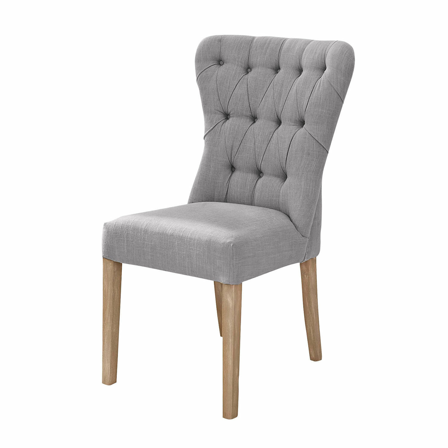 blaugrau Stuhl Saint Laurent aus blau-grauem Stoff mit Holzbeinen, ideal für Esszimmer