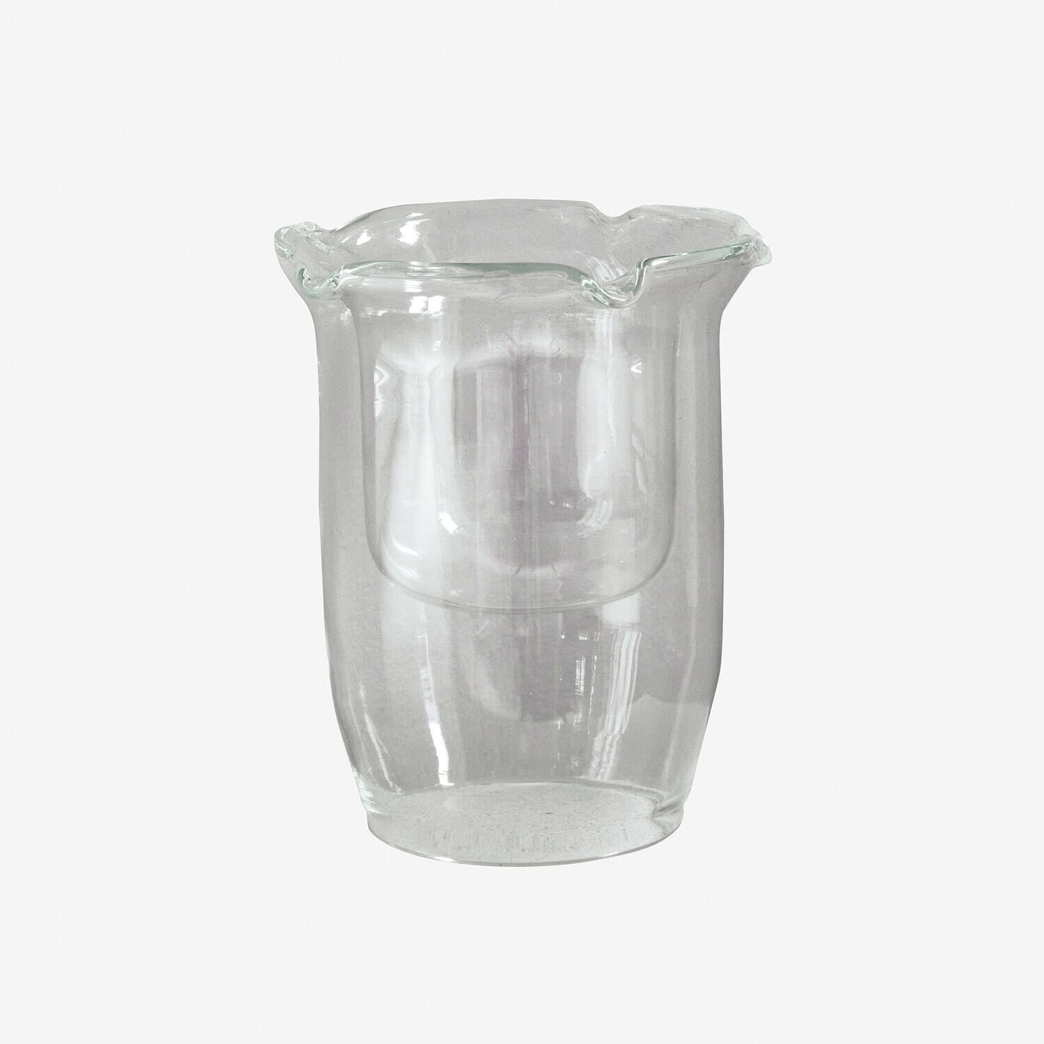 Transparente Glasvase mit unregelmäßigem Rand, Innendekoration, klares Glas