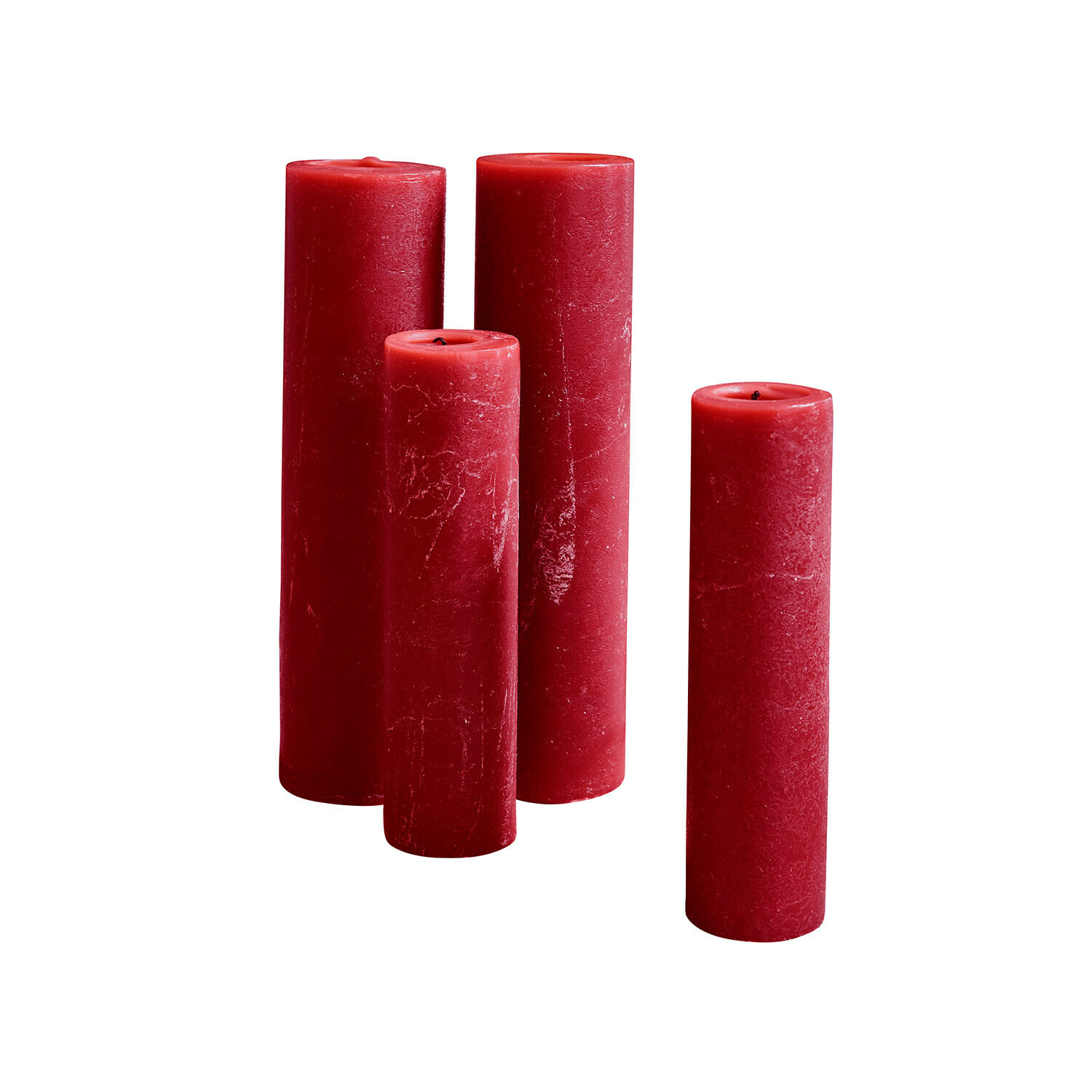 4er Set rote Avinal Kerzen aus Wachs, dekorative Wohnaccessoires, Deko-Kerzen