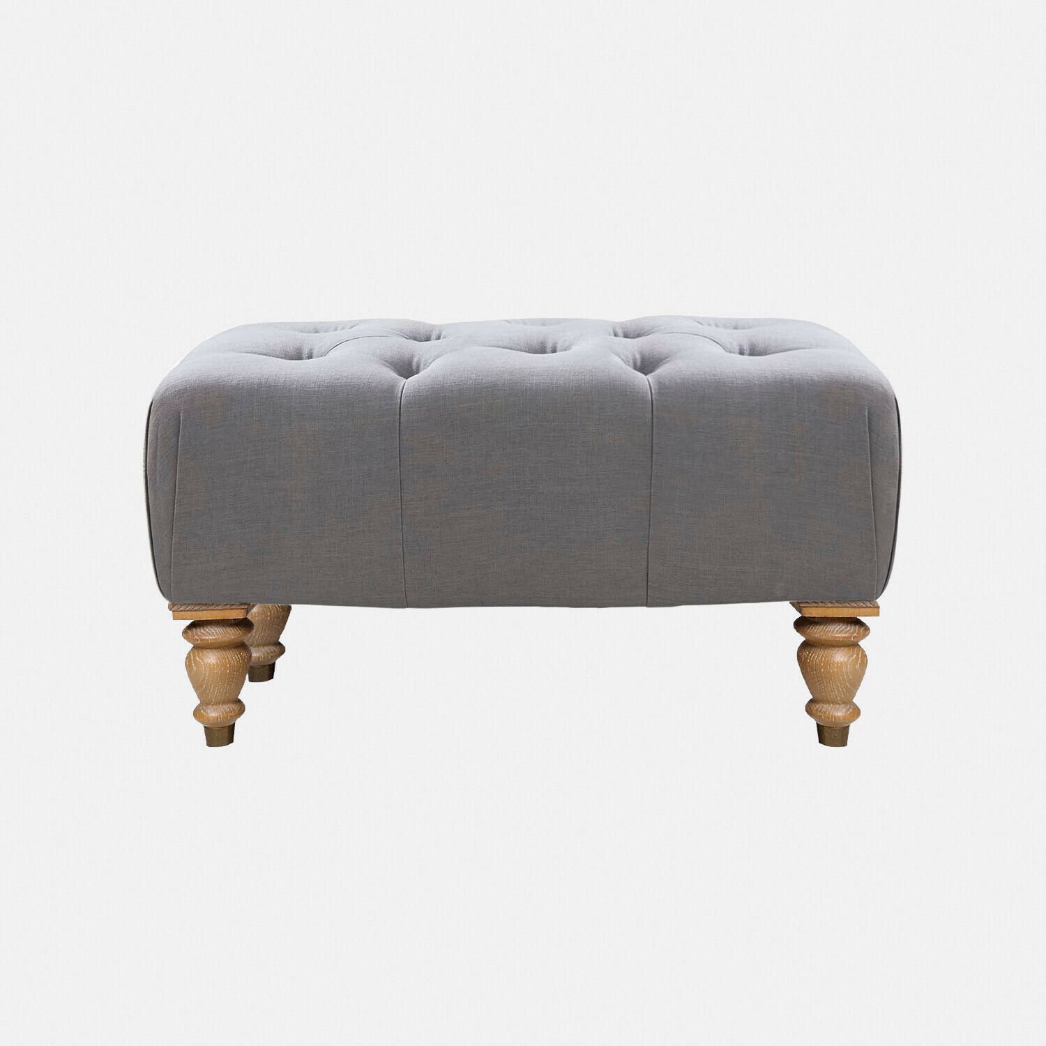 graublau Graublauer Durance Hocker aus Stoff mit gedrechselten Holzbeinen, bequemer Sitz
