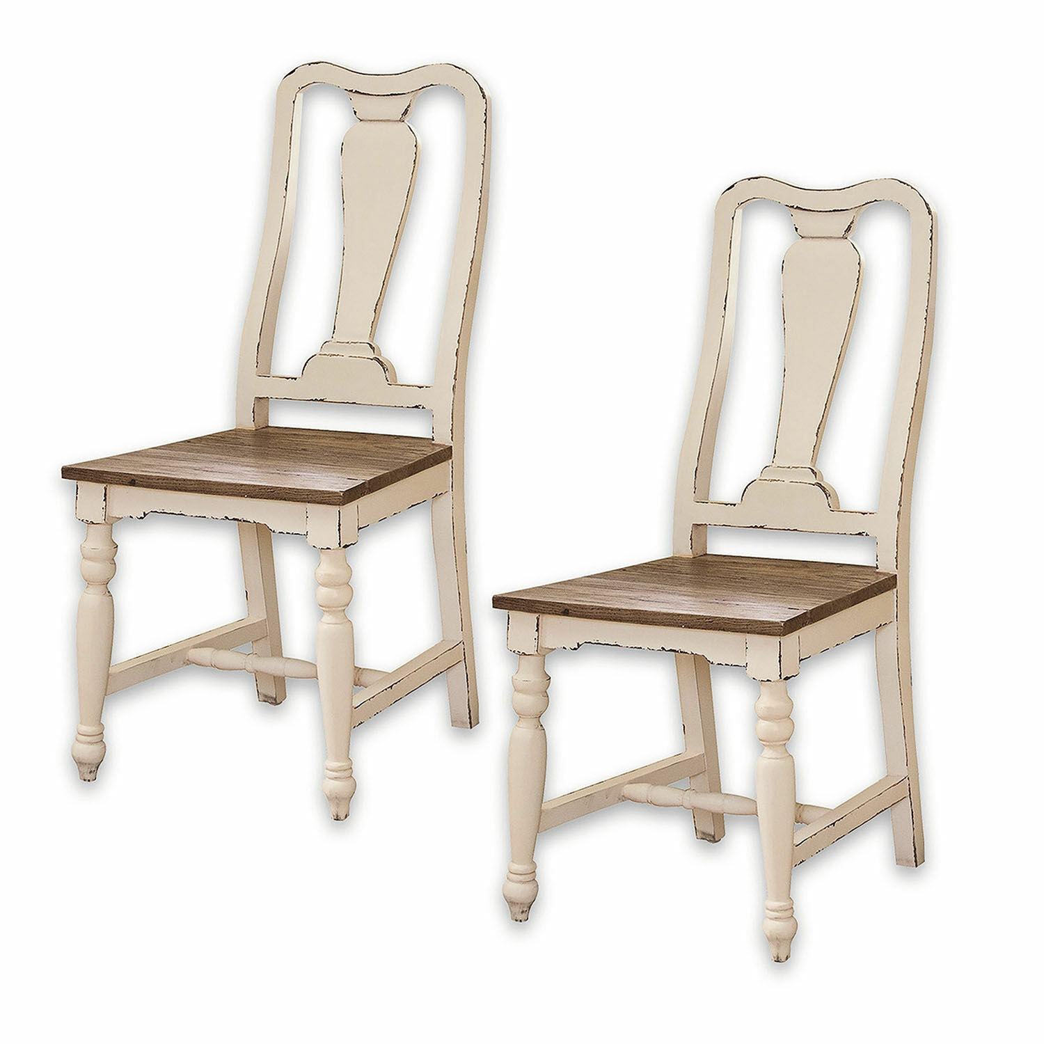 Stuhl 2er Set Harold Paar Vintage-Holzstühle mit beigem Rahmen und braunem Sitz für Esszimmer