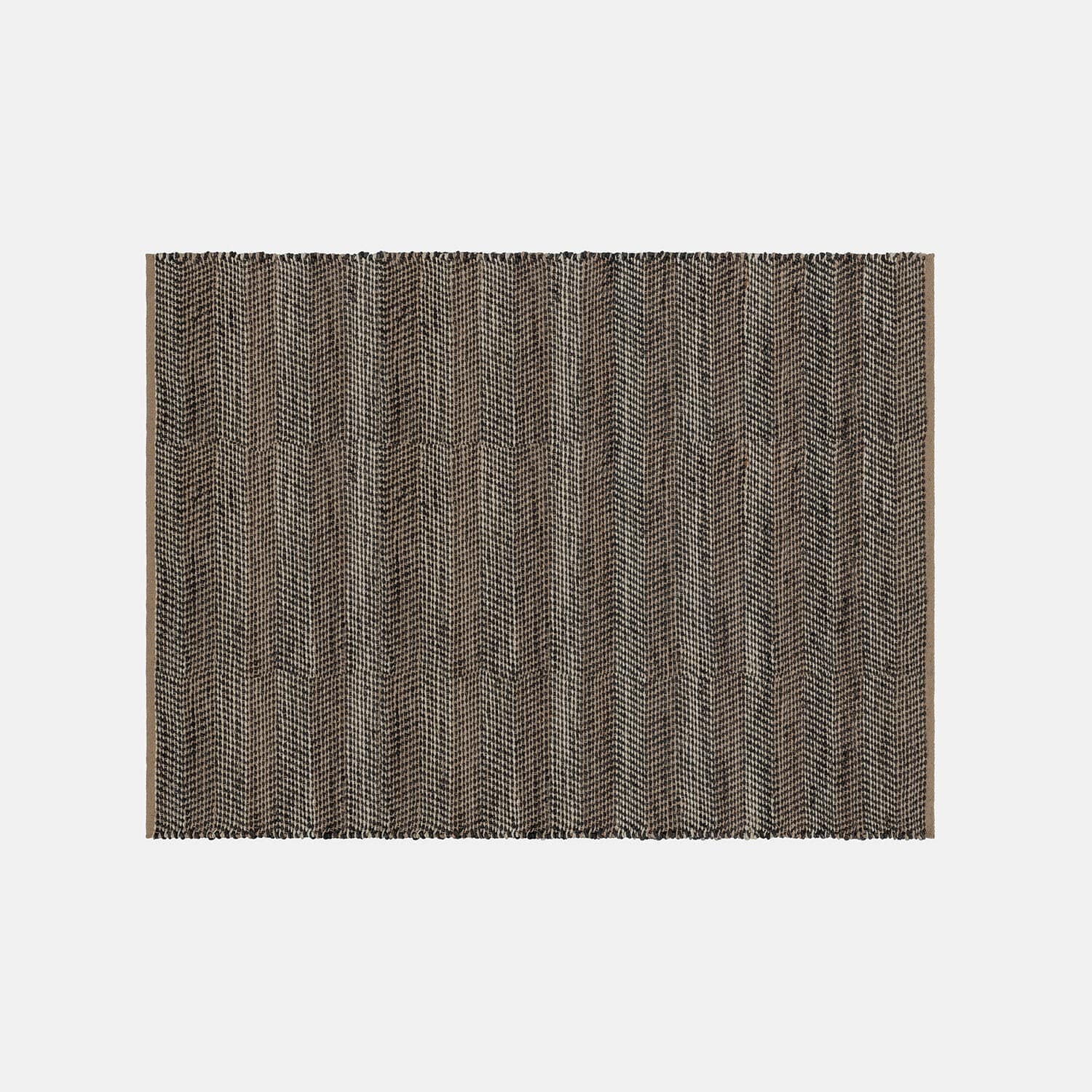 Teppich aus Naturfaser mit braun-schwarzem geometrischem Muster, Bodendekoration