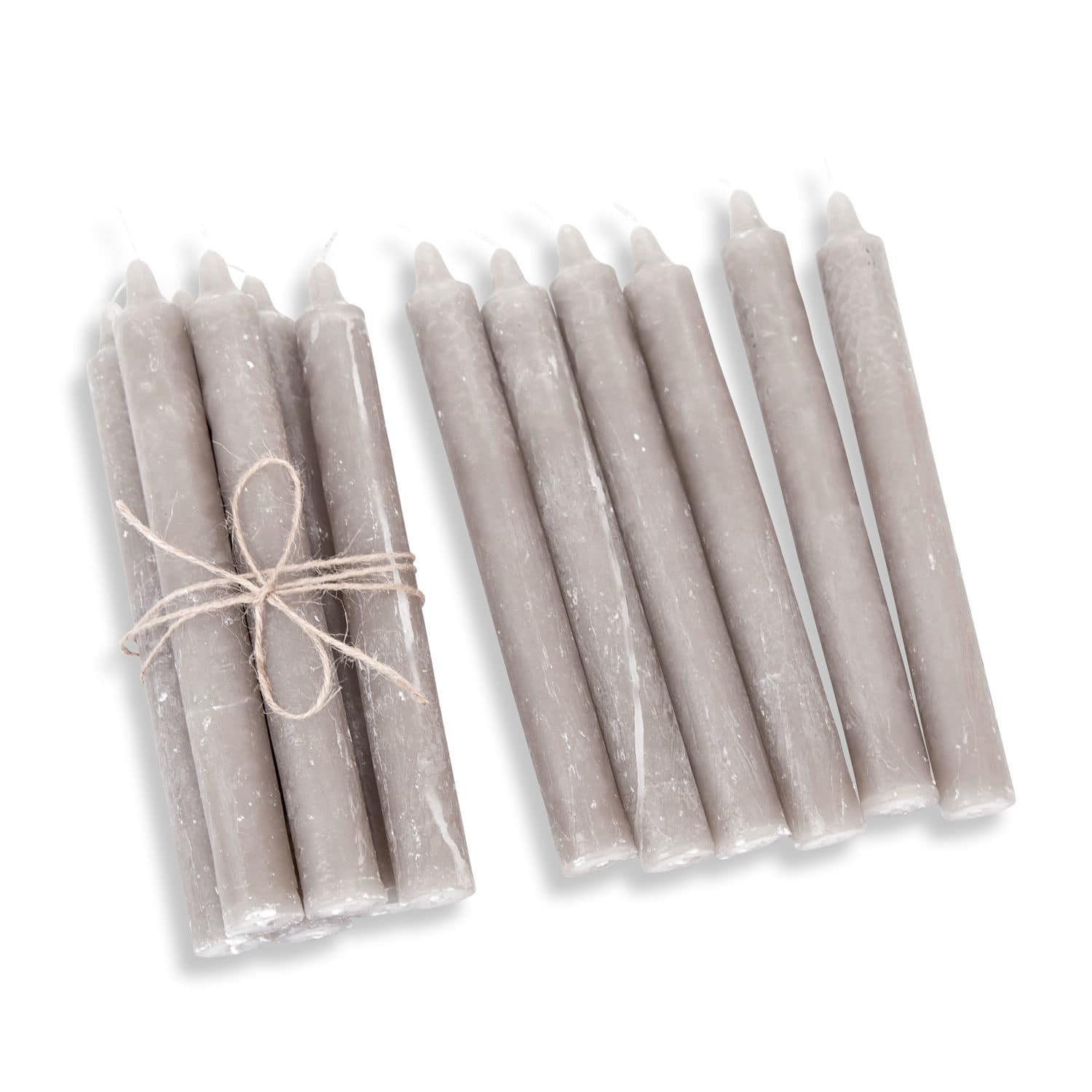 taupe 12er Set taupefarbener Stabkerzen aus Wachs, stilvolle Wohnraumdekoration und Lichtquelle
