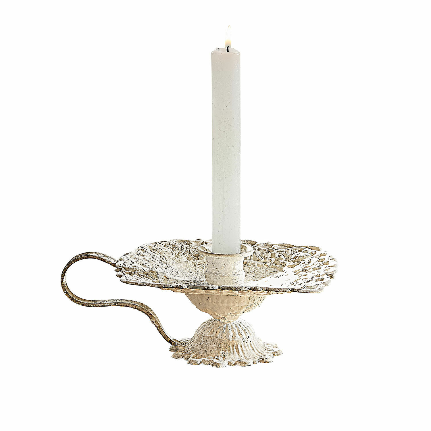 Kerzenhalter Wilexor Metall-Kerzenhalter im Vintage-Stil in Creme mit weißer Kerze, dekoratives Wohnaccessoire