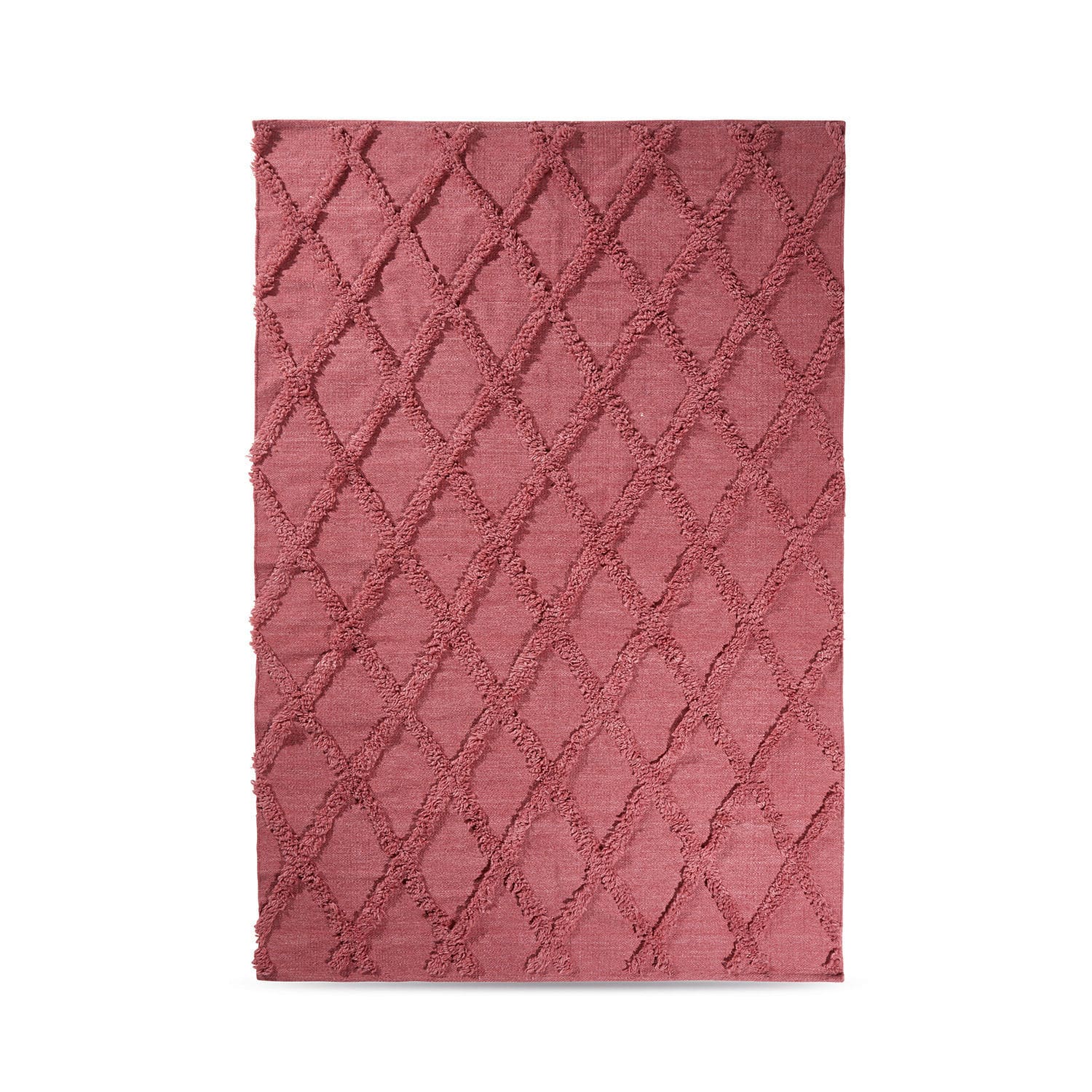 Rosa Teppich mit geometrischem Muster aus weichem Stoff, ideal für moderne Wohnräume