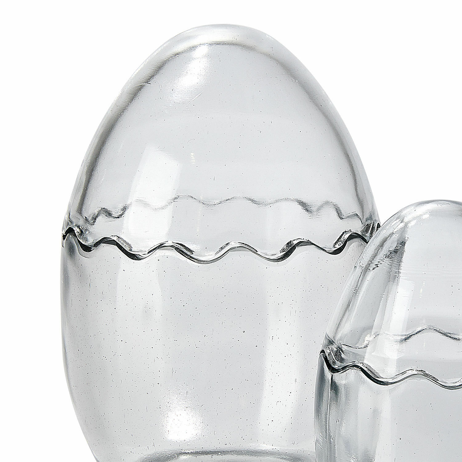 Transparentes Glas-Ei mit wellenförmigem Muster, dekorative Frühlings- und Osterdekoration