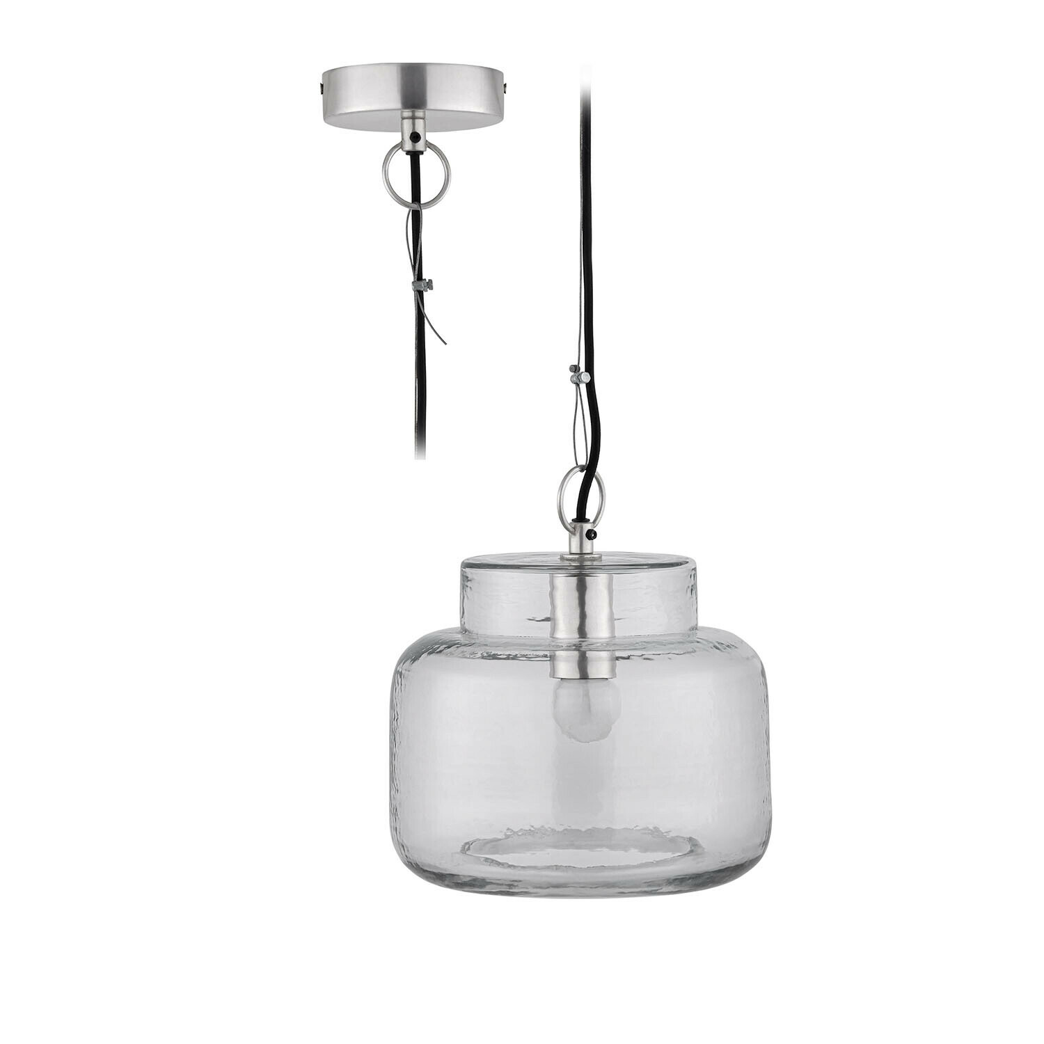 Hängelampe Vernadoux Hängelampe aus klarem Glas mit Metallhalterung, modernes Deckenlicht für Wohnräume