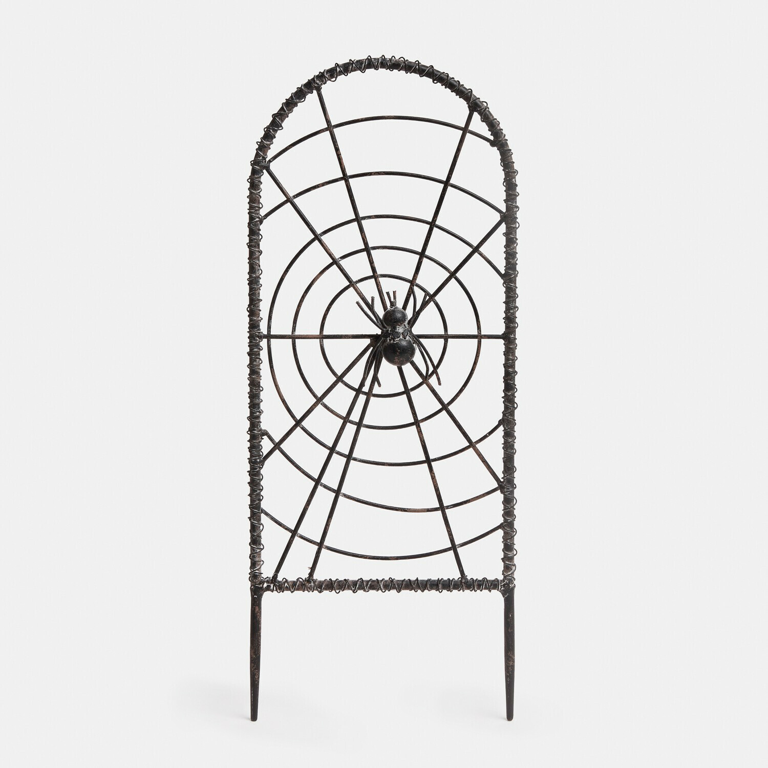 Schwarze Metall-Gartendekoration mit Spinnen- und Spinnennetzmotiv, Gartenornament