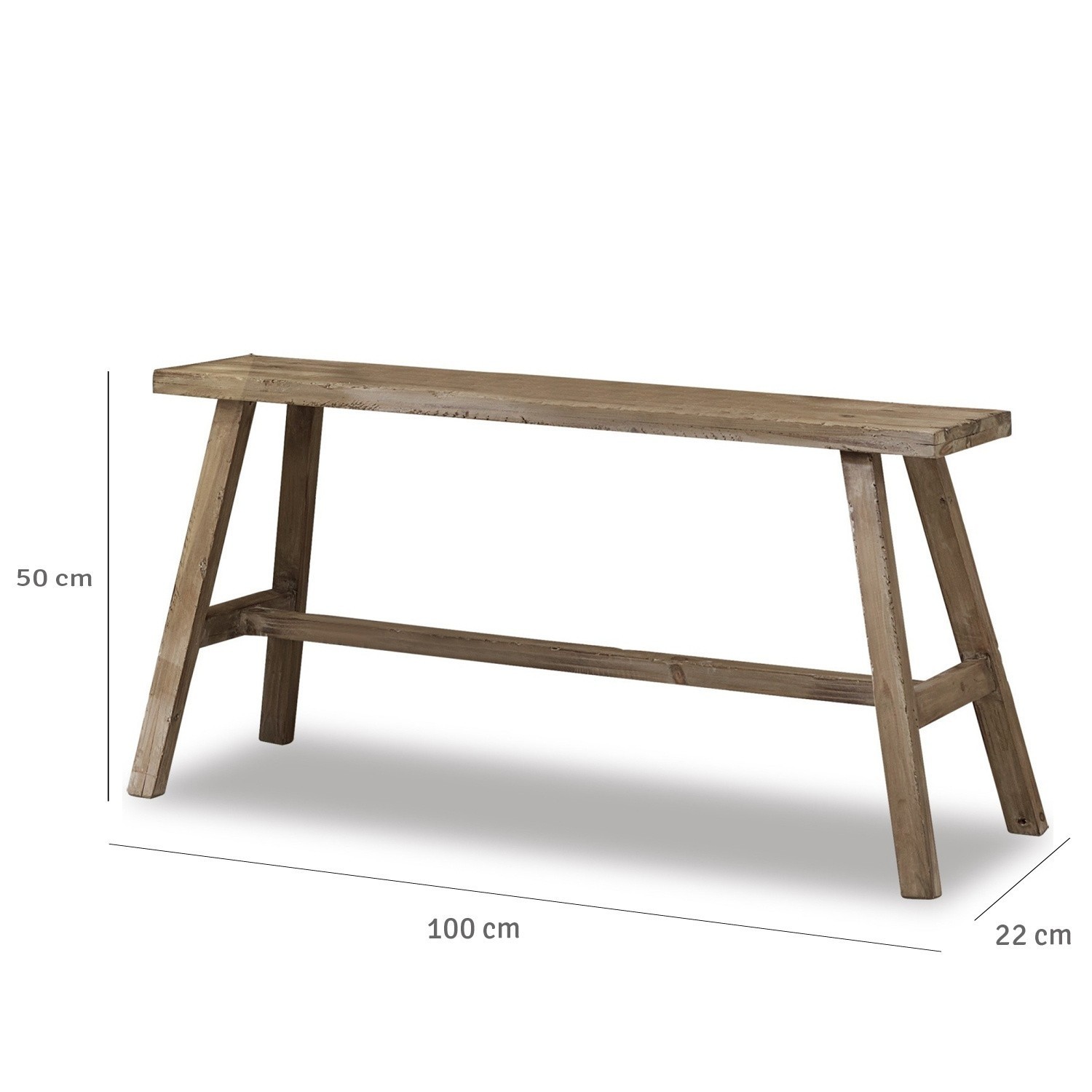 Holzbank in Naturfarbe, 100x22x50 cm, vielseitig für Wohn- und Gartenbereich