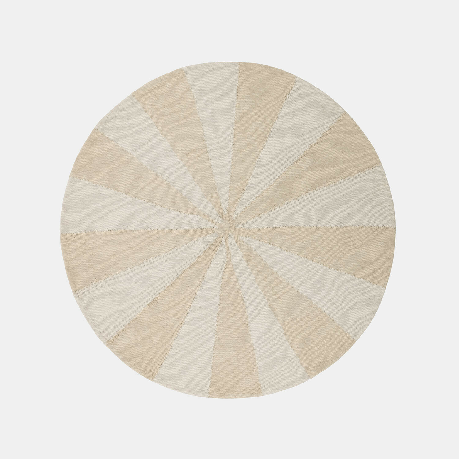 Runder Baumwollteppich in Beige-Creme mit Streifen, dekorativ und weich fürs Wohnzimmer