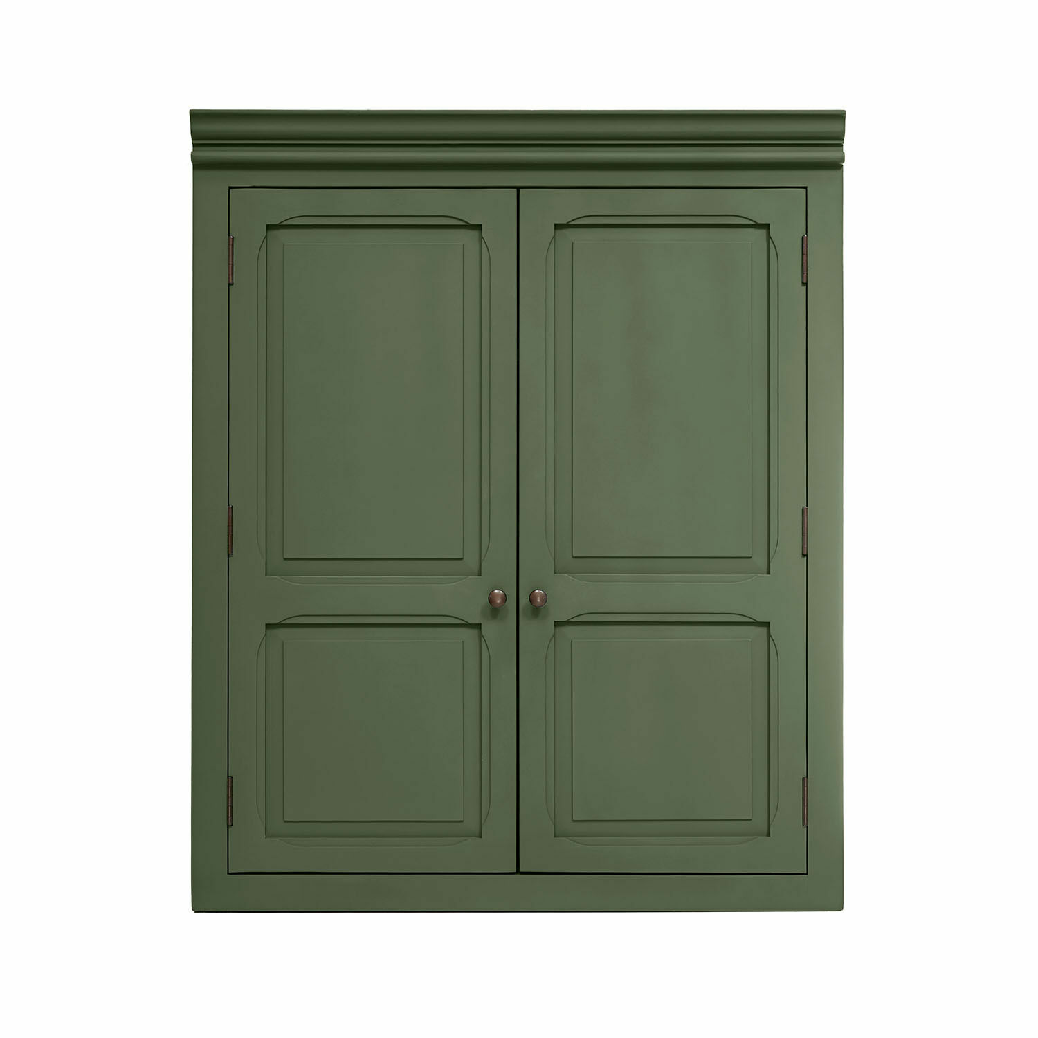 Grüner Holzschrank mit zwei Türen und klassischem Paneel, Vintage-Stil Aufbewahrungsmöbel