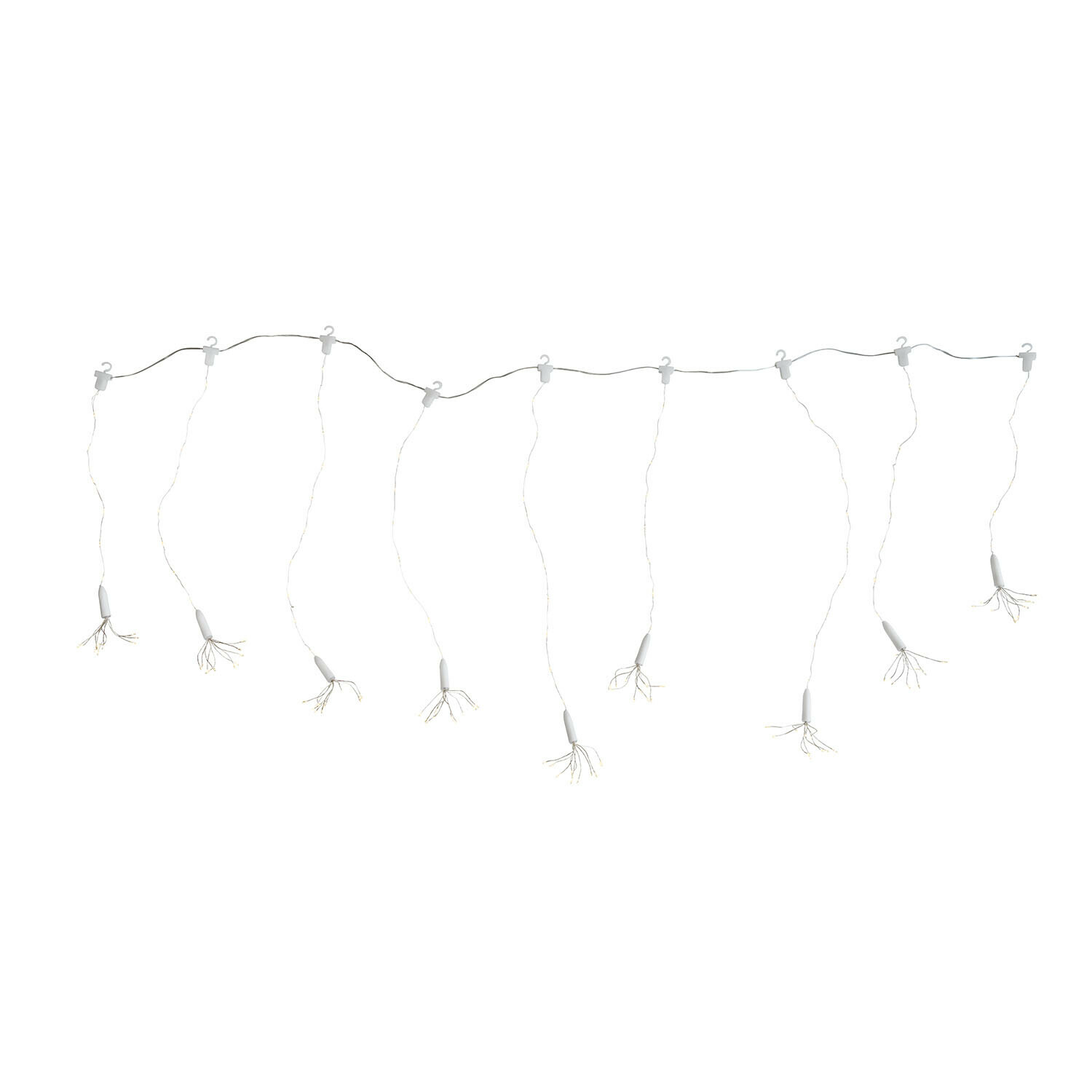 Lichtervorhang Bellarian Dekorative Lichterkette mit weißen Clips und feinen LED-Lämpchen für Innen- und Außenbereich
