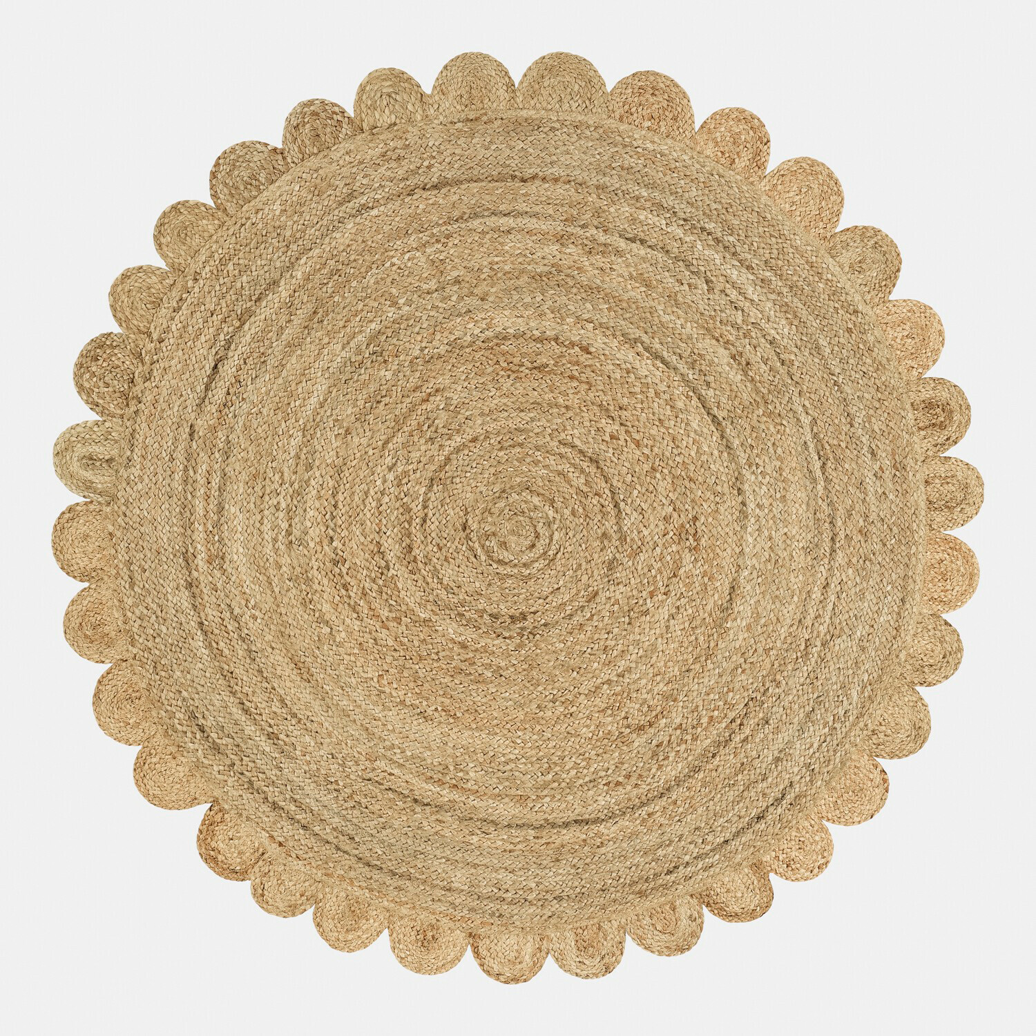 Teppich Ferce Runder Teppich aus Jute in Naturfarbe mit dekorativem gewelltem Rand, langlebig und schön