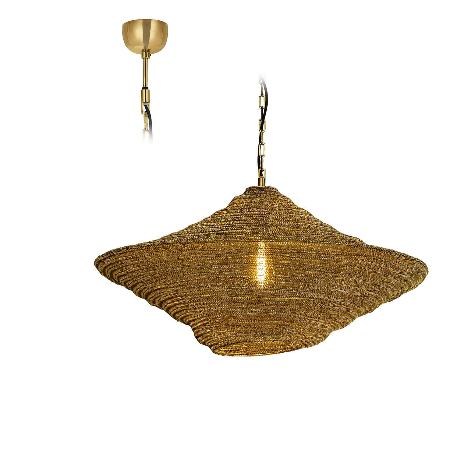 Hängelampe Ferncroft Hängelampe aus Messing in Gold mit besonderer Form, passend für moderne Wohnräume