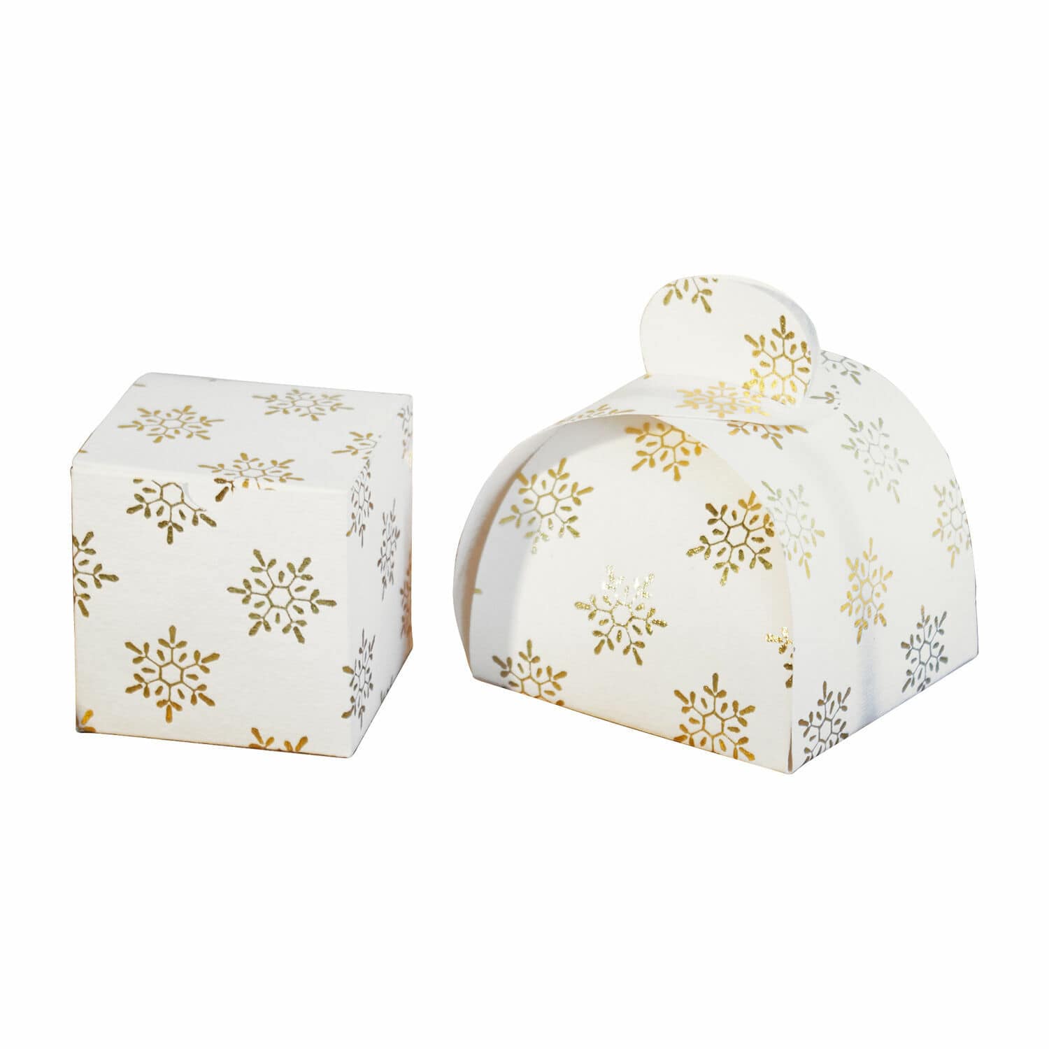 Geschenkbox 2er Set Hartsfield Weiße Papierboxen mit goldenem Schneeflockenmuster, dekorative Geschenkverpackungen