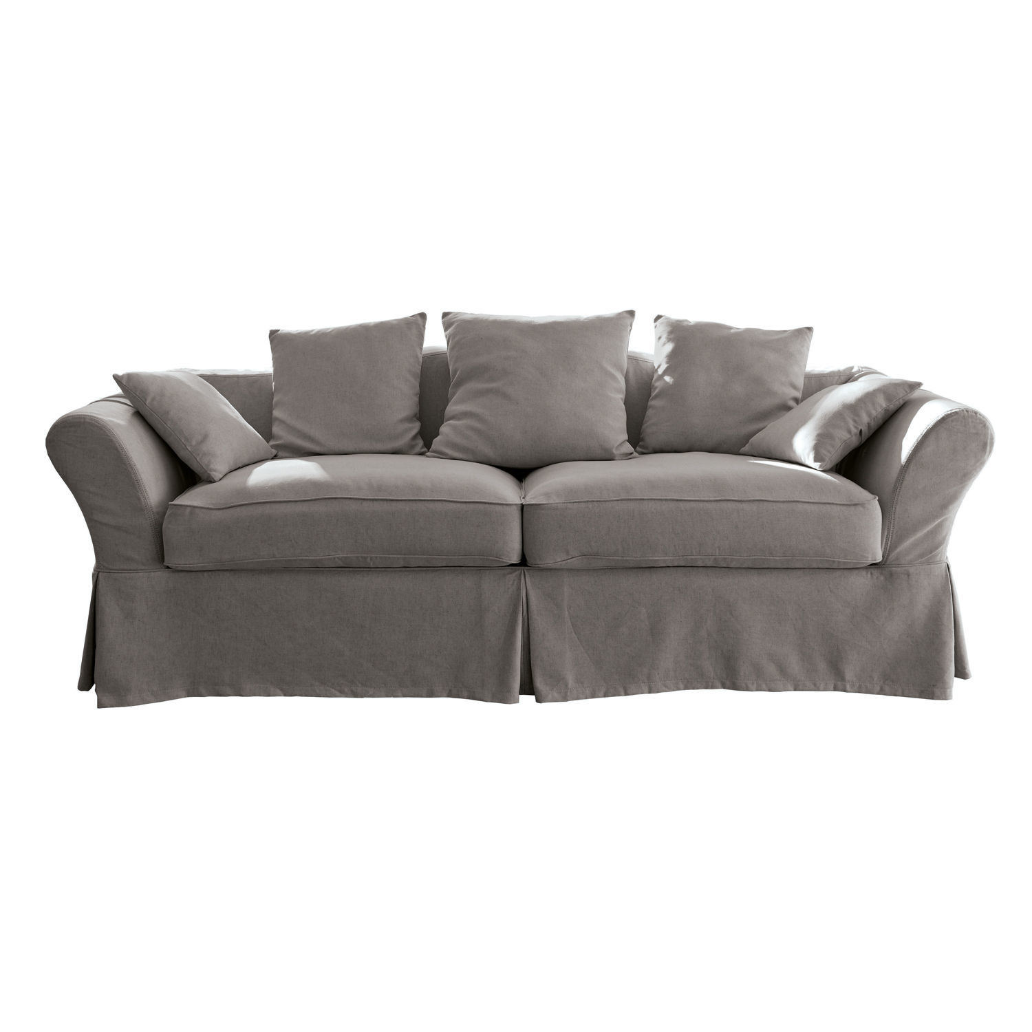 Graues Worcester Sofa aus Stoff mit Kissen, komfortables Wohnzimmermöbel