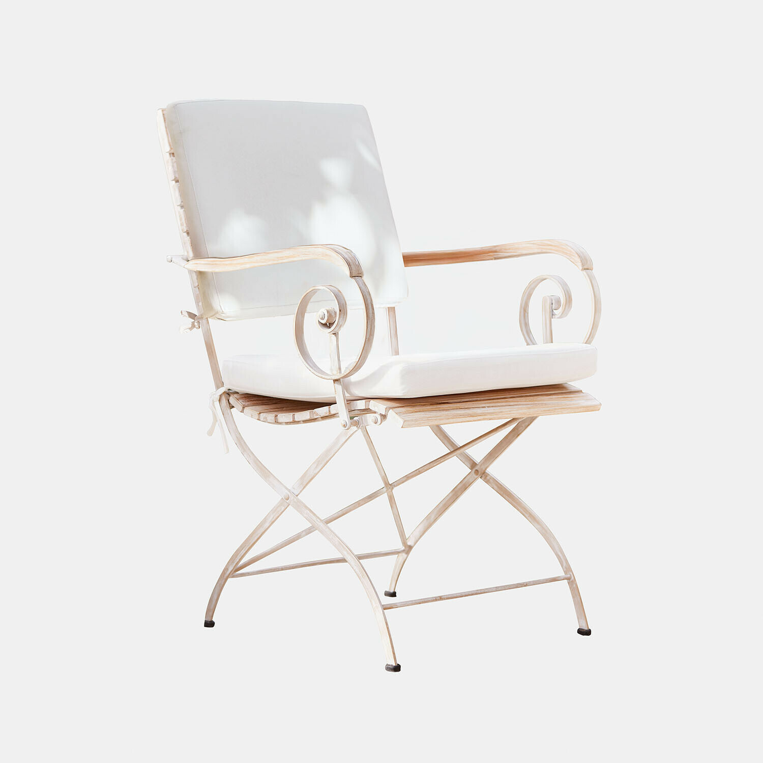 Stuhl Iker mit braunem Metallgestell und weißen Polstern, komfortabel für Wohnzimmer