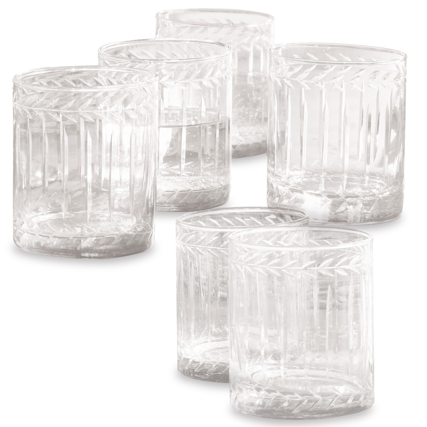 Glas 6er Set Padiès Set aus sechs transparenten Gläsern mit dekorativem Muster aus Glas für Getränke