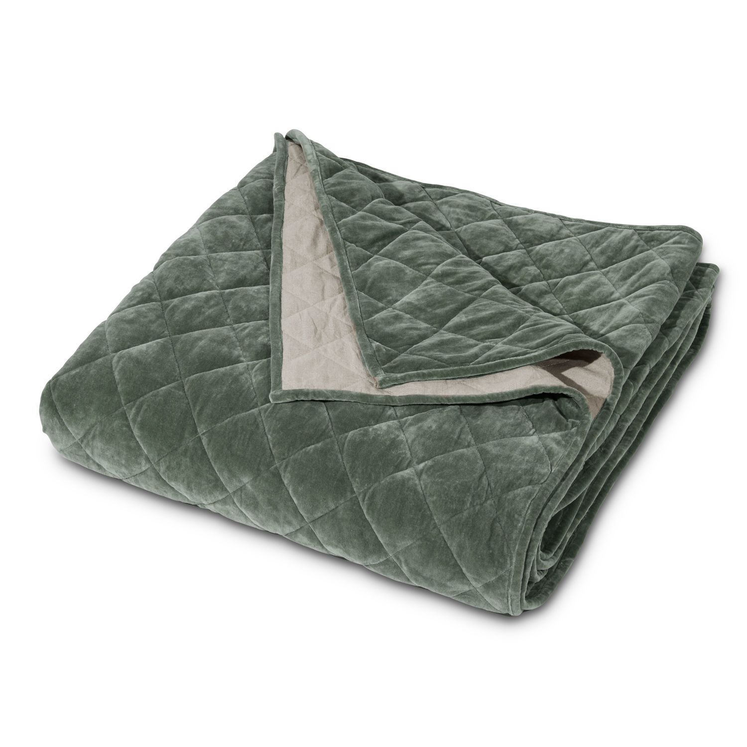 Quilt Verdier Gesteppte Samtdecke in Grün und Beige, weich und gemütlich für Wohnzimmer und Schlafzimmer